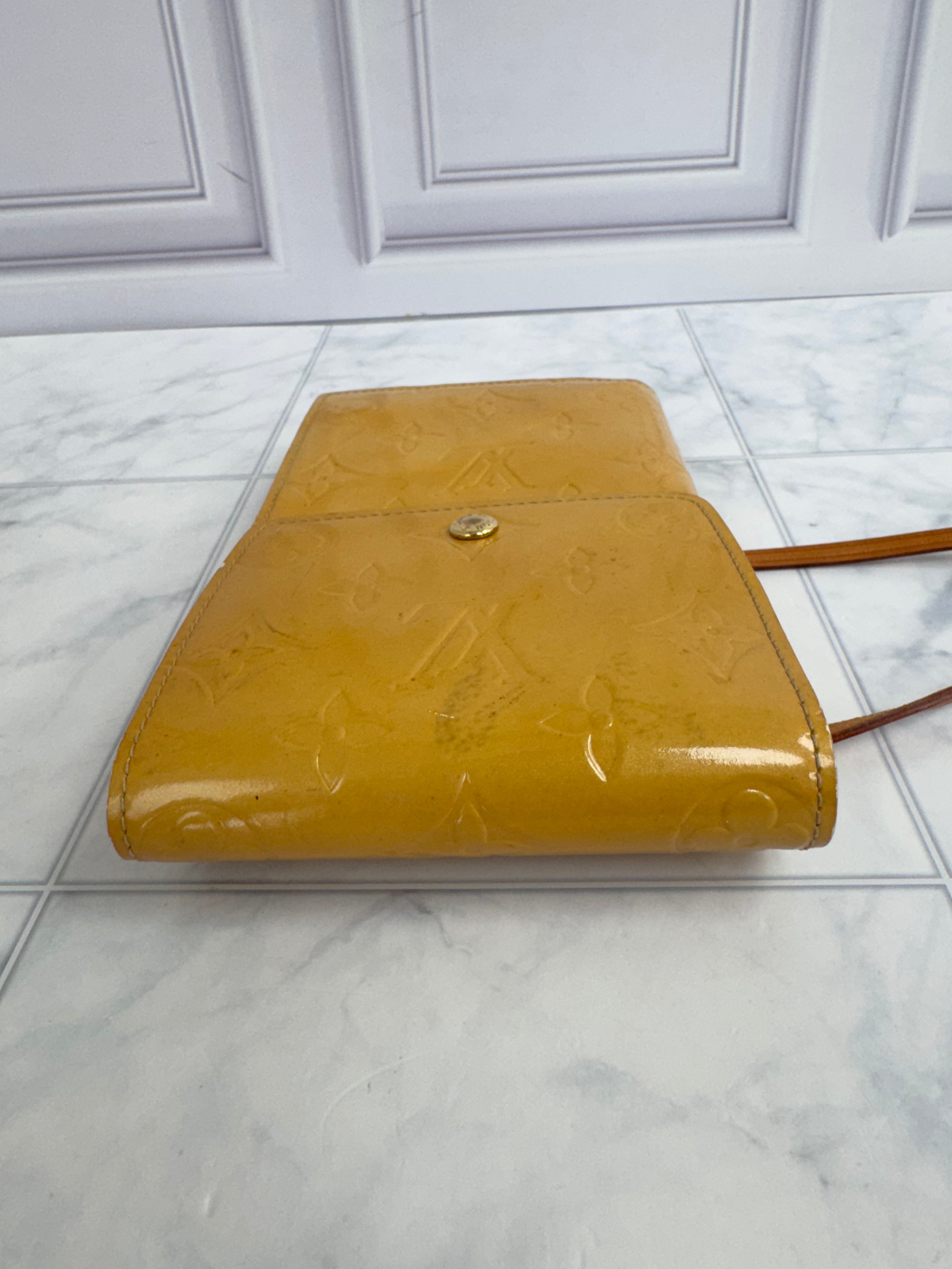 Louis Vuitton Yellow Monogram Vernis Walker Wallet Crossbody