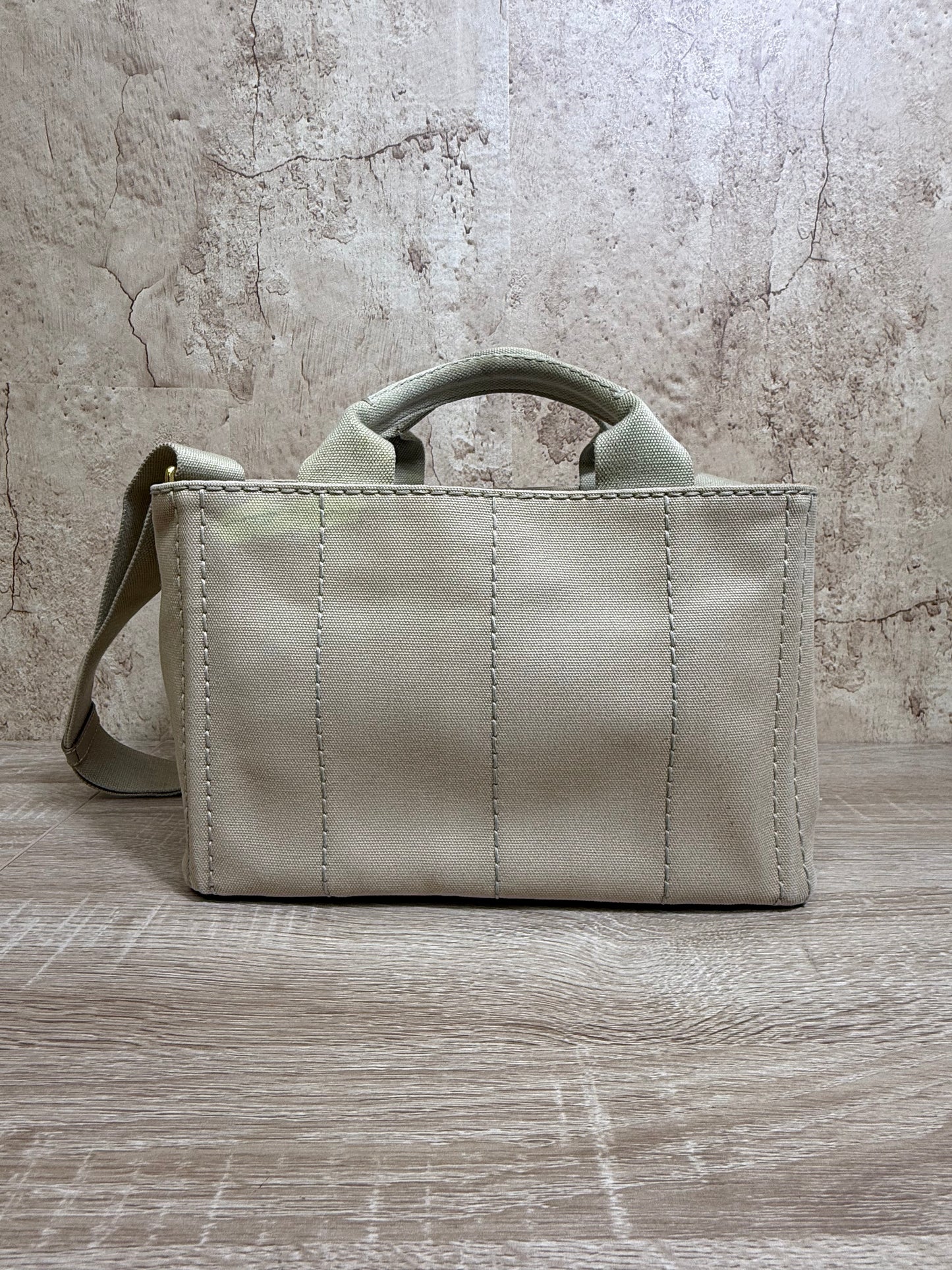 Prada Beige Canvas Small Canapa 2way Bag