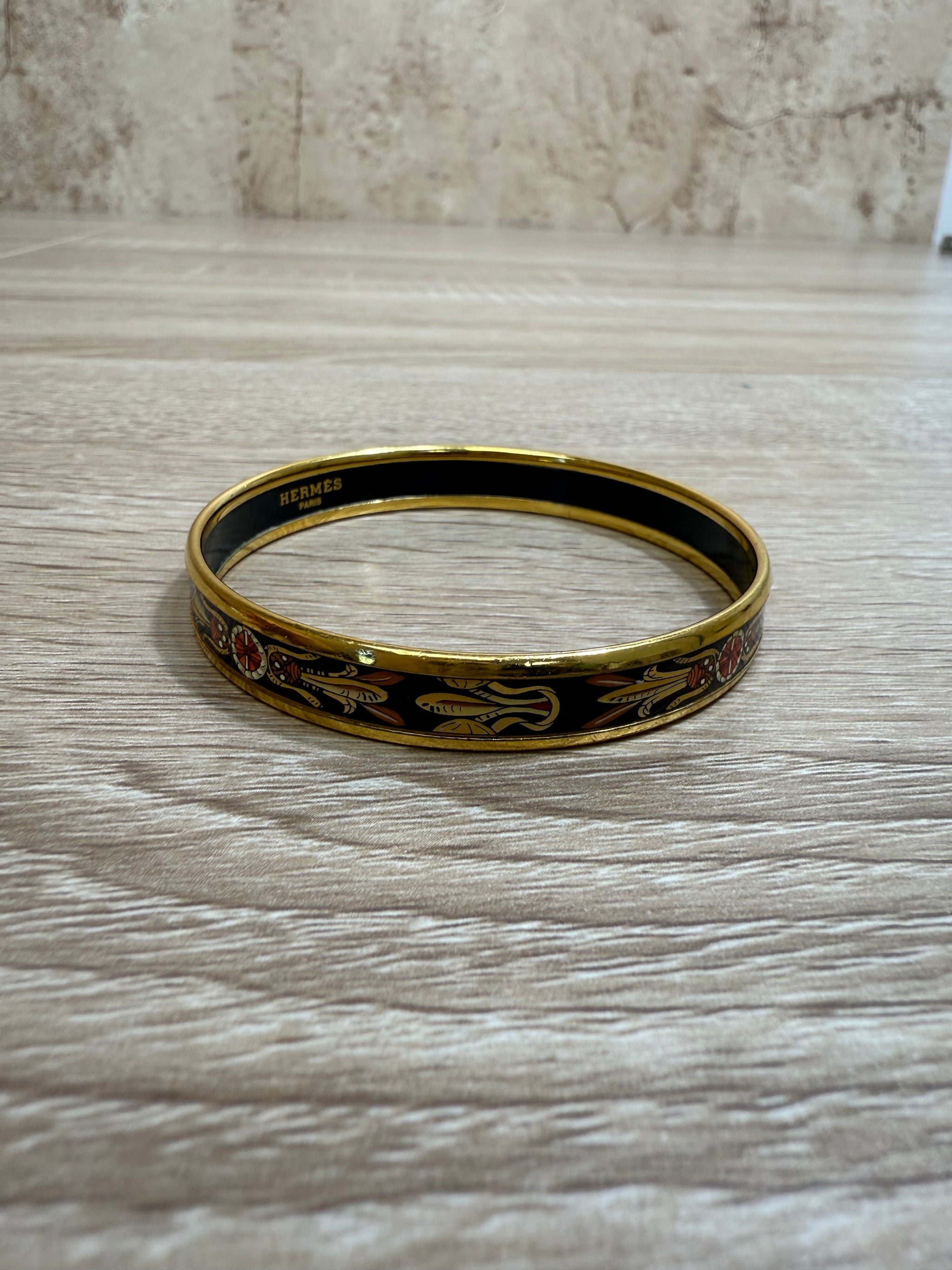 Hermes Enamel Gold Plated Bangle