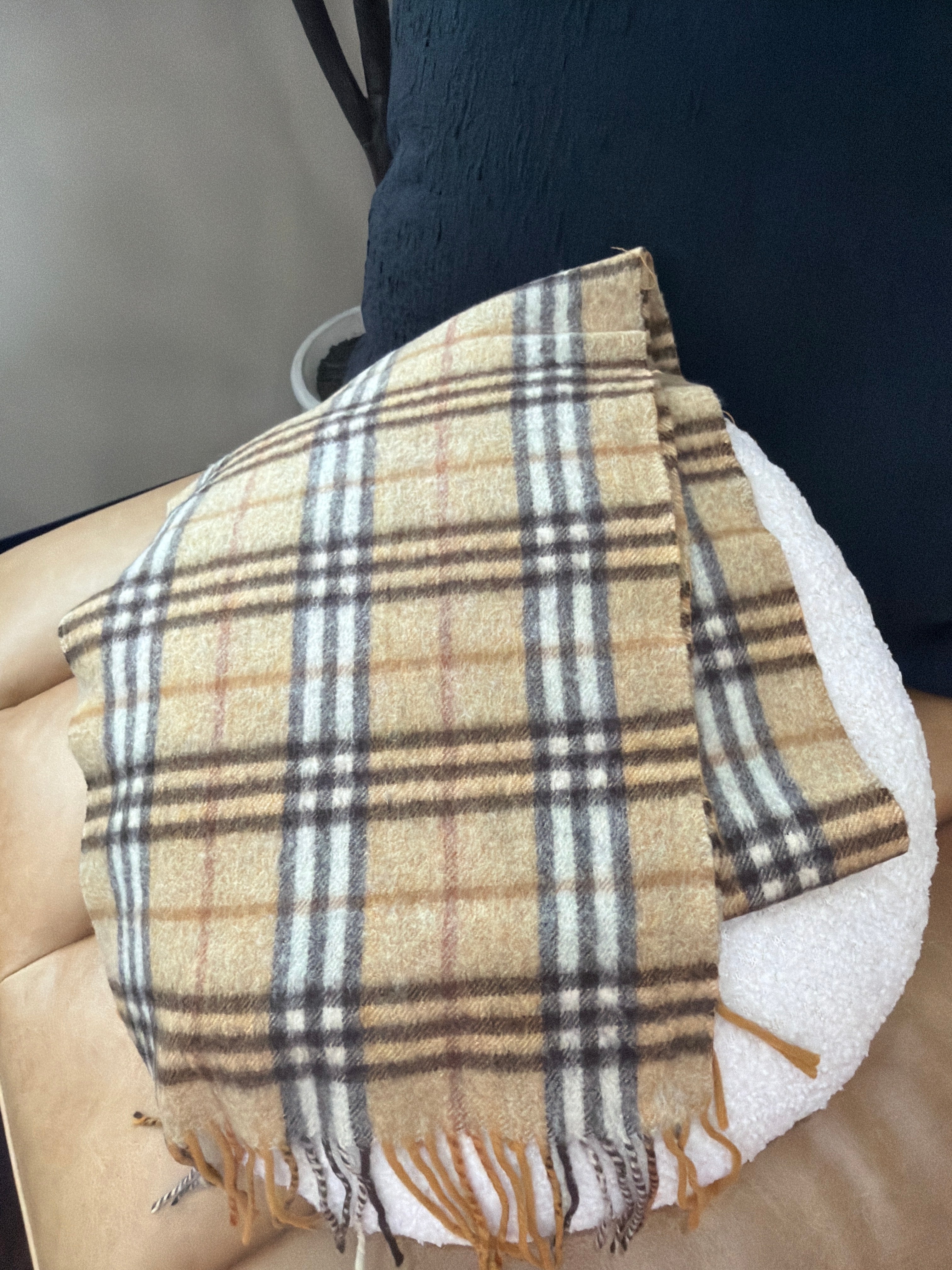 Burberry Vintage Light Caramel Novacheck Cashmere Scarf