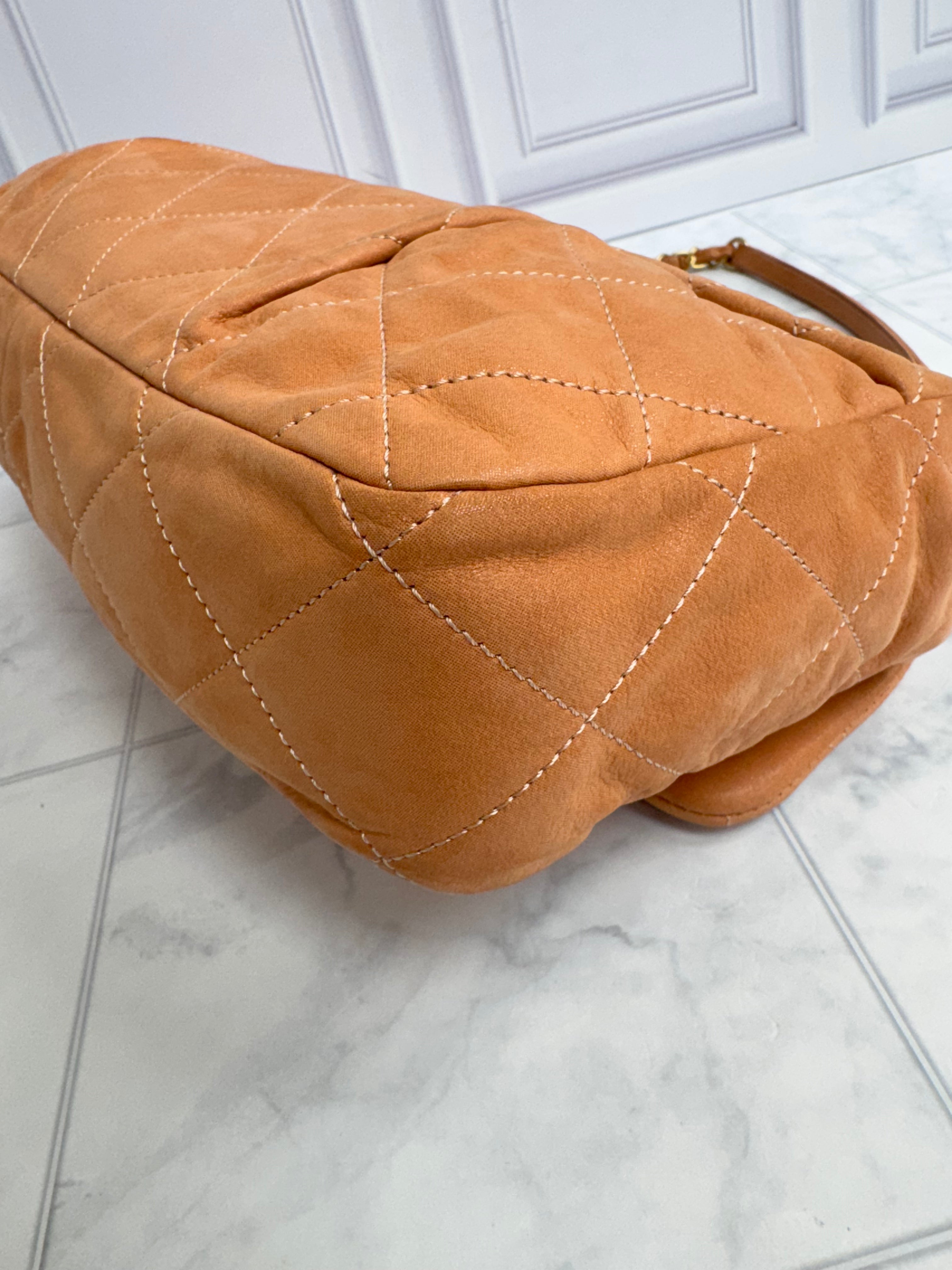 Chanel Iridescent Peach Quilted Coco Pleats Flap Bag