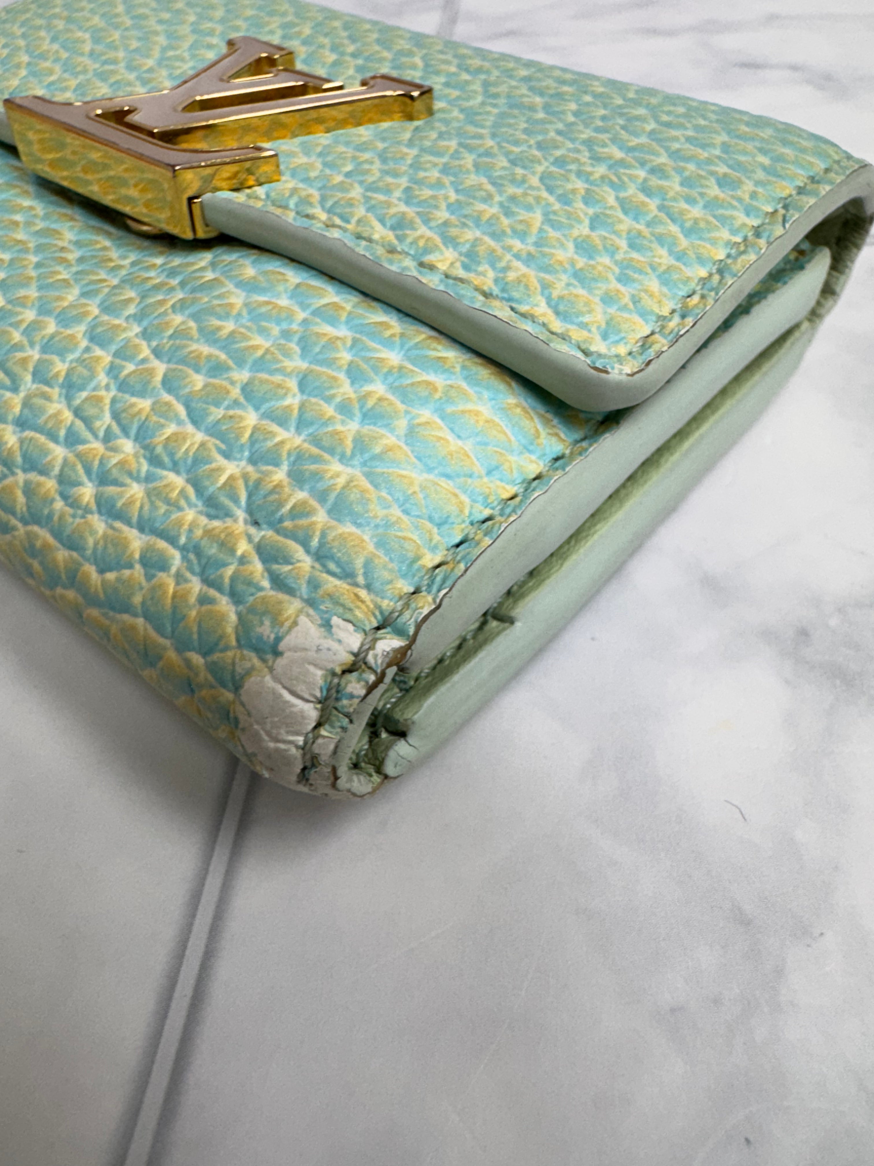 Louis Vuitton Blue And Yellow Taurillon Leather Summer Stardust Compact Wallet