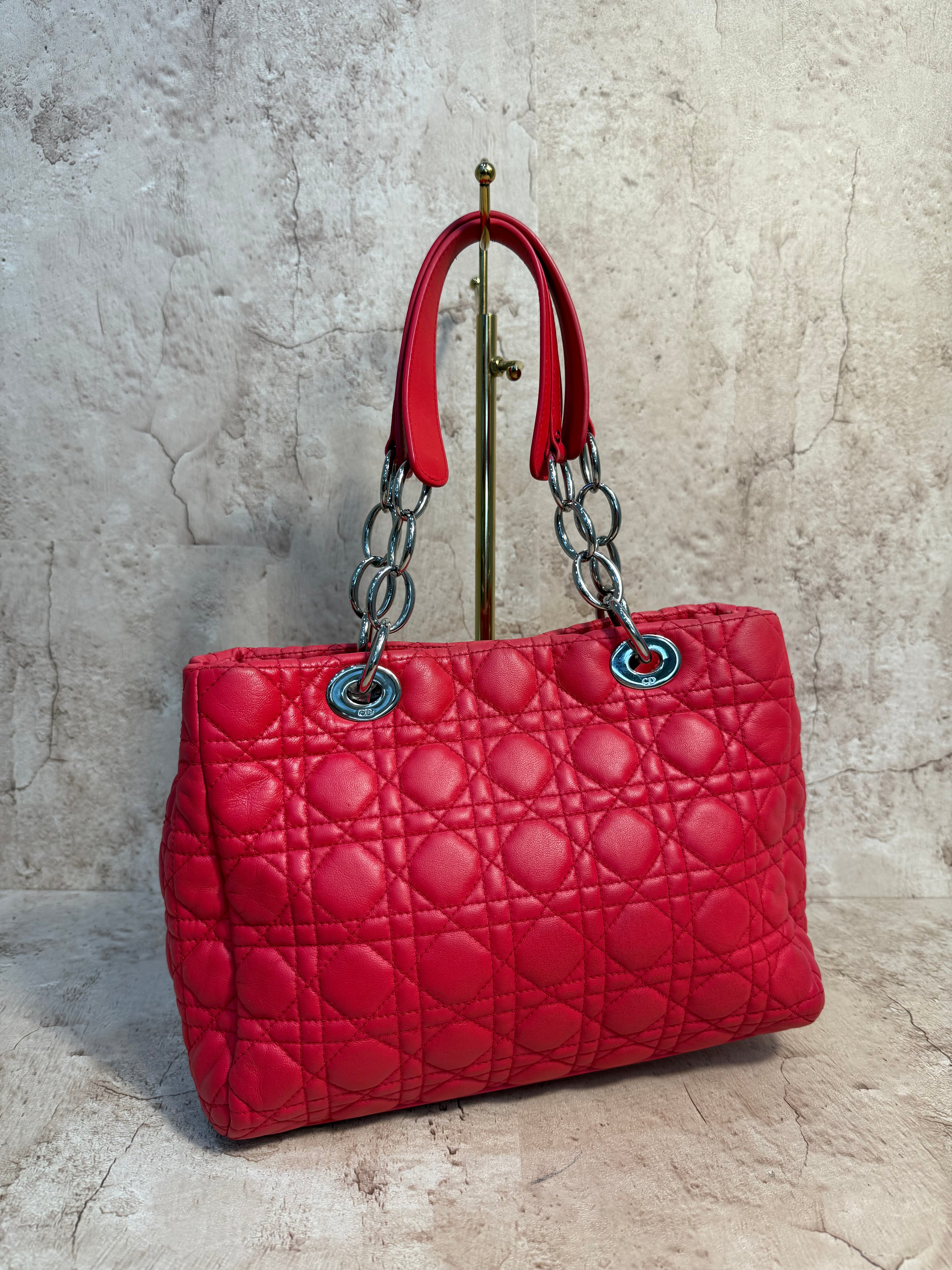 Christian Dior Cannage Pink Lambskin Soft Tote