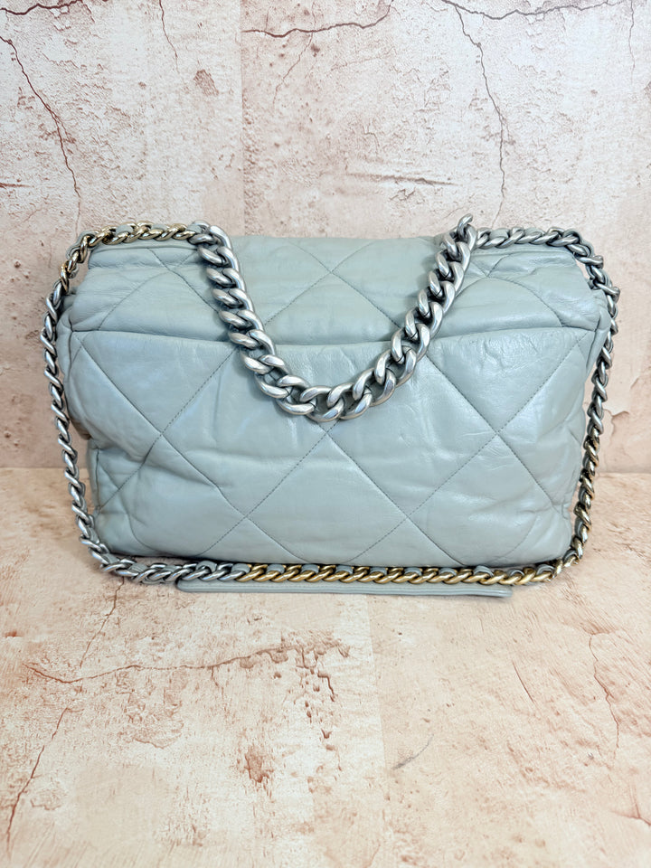 Chanel Cloud 19 Lambskin Grey Maxi Flap Bag