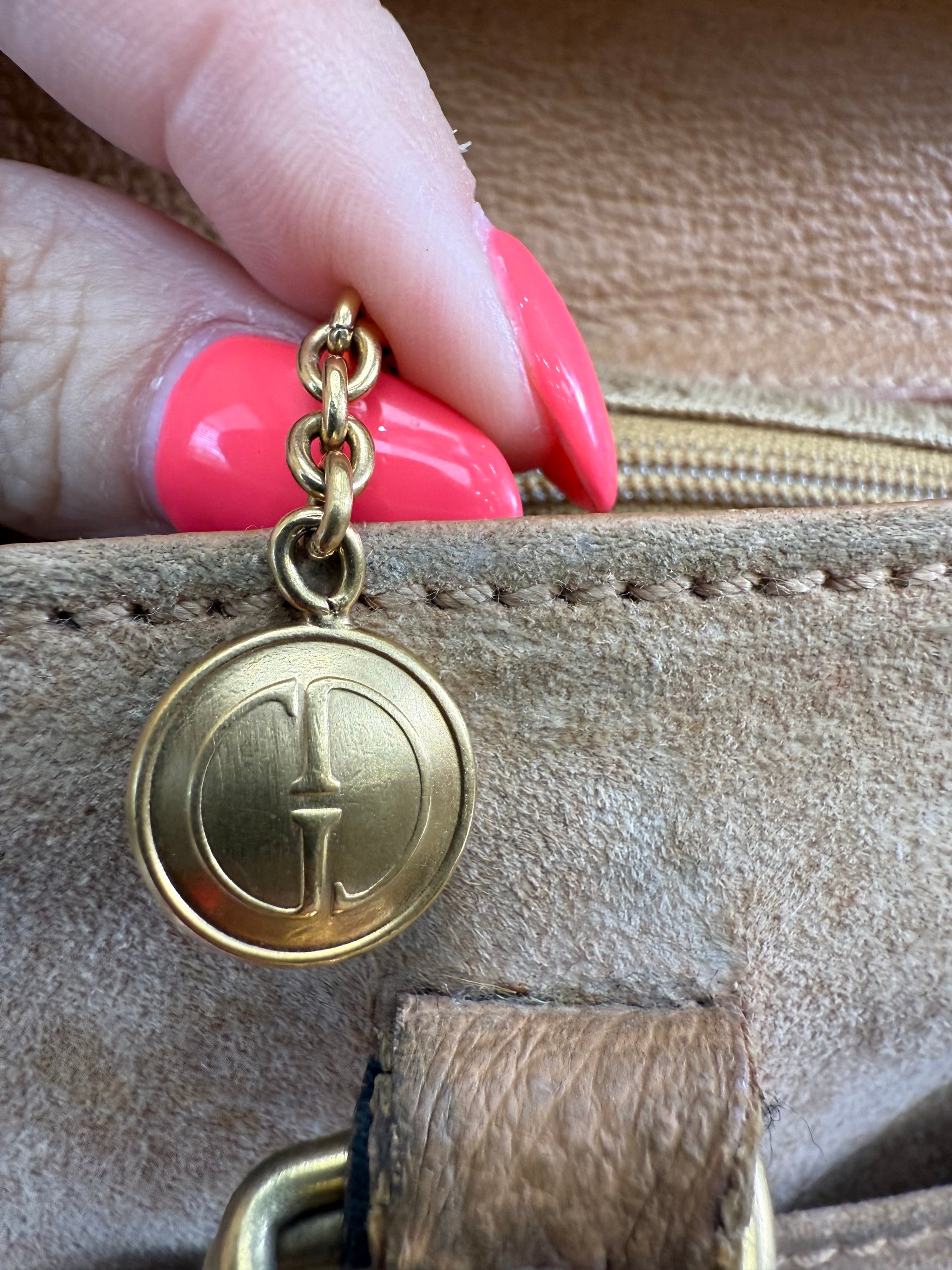 Gucci Tan Suede Bamboo Handle 2Way Bag