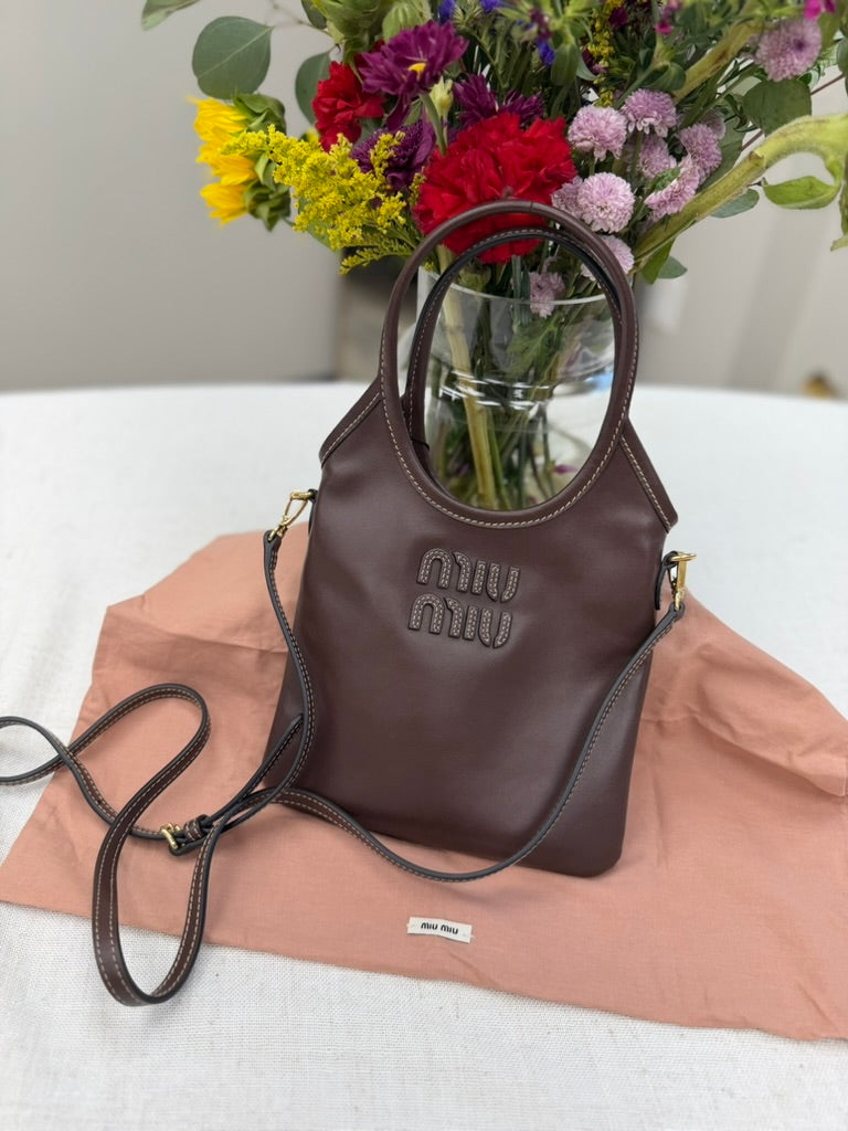LIKE NEW- Miu Miu Brown Leather Ivy Mini Tote