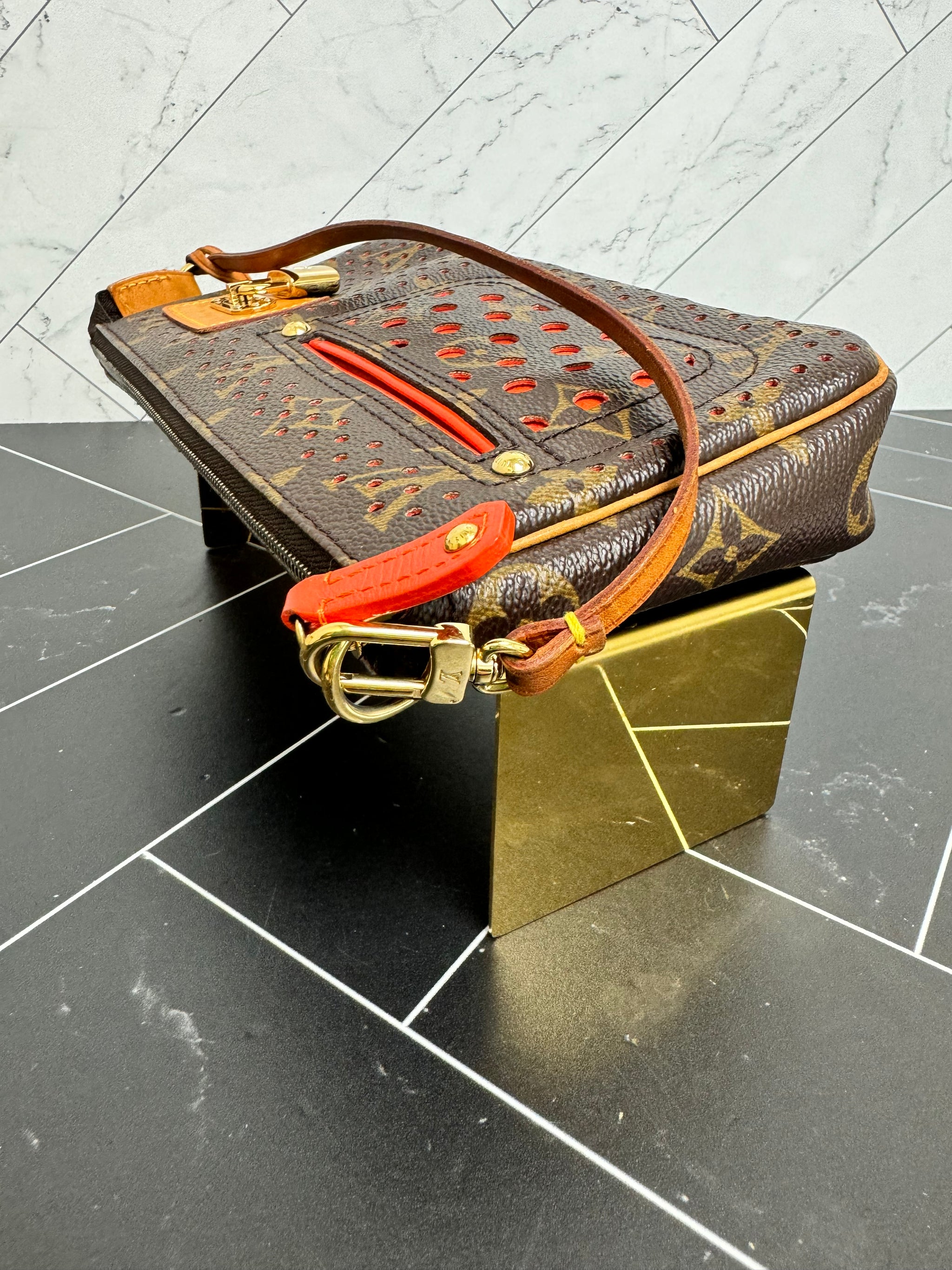 Louis Vuitton Monogram & Orange Perforated Pochette