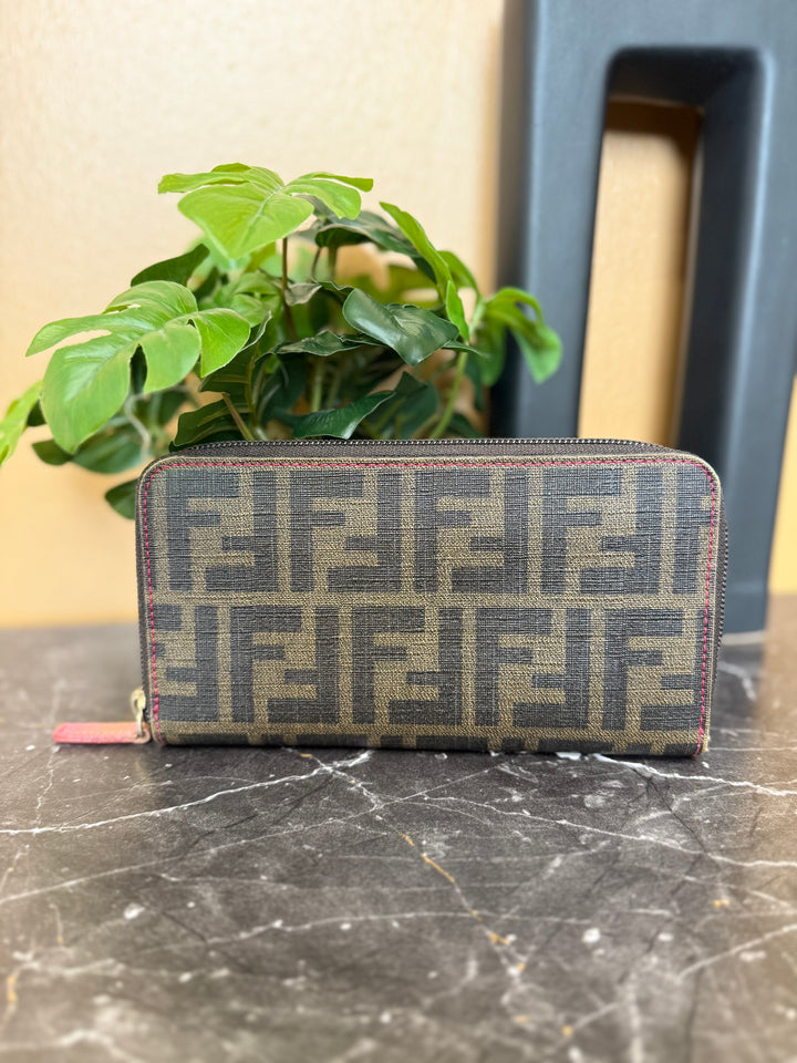 Fendi Zucca Coated Canvas Zippy Wallet