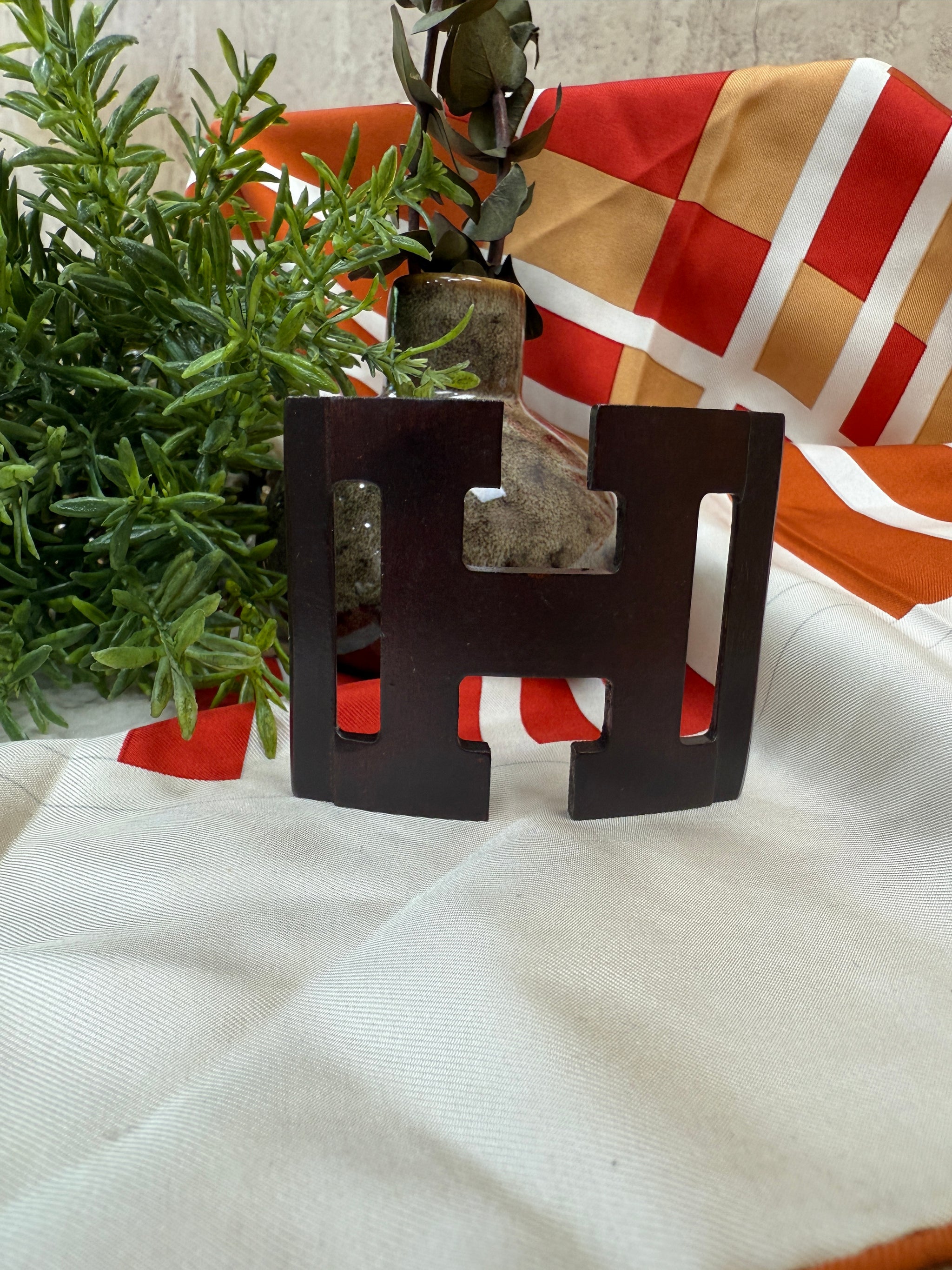 Hermes Dark Wooden H Scarf Holder