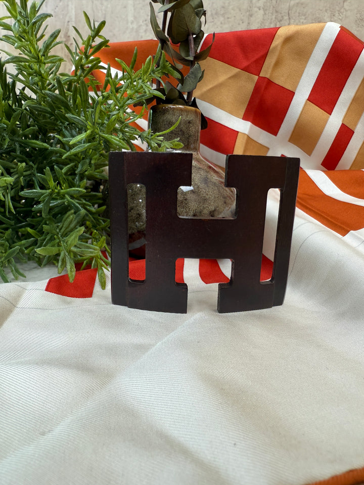 Hermes Dark Wooden H Scarf Holder