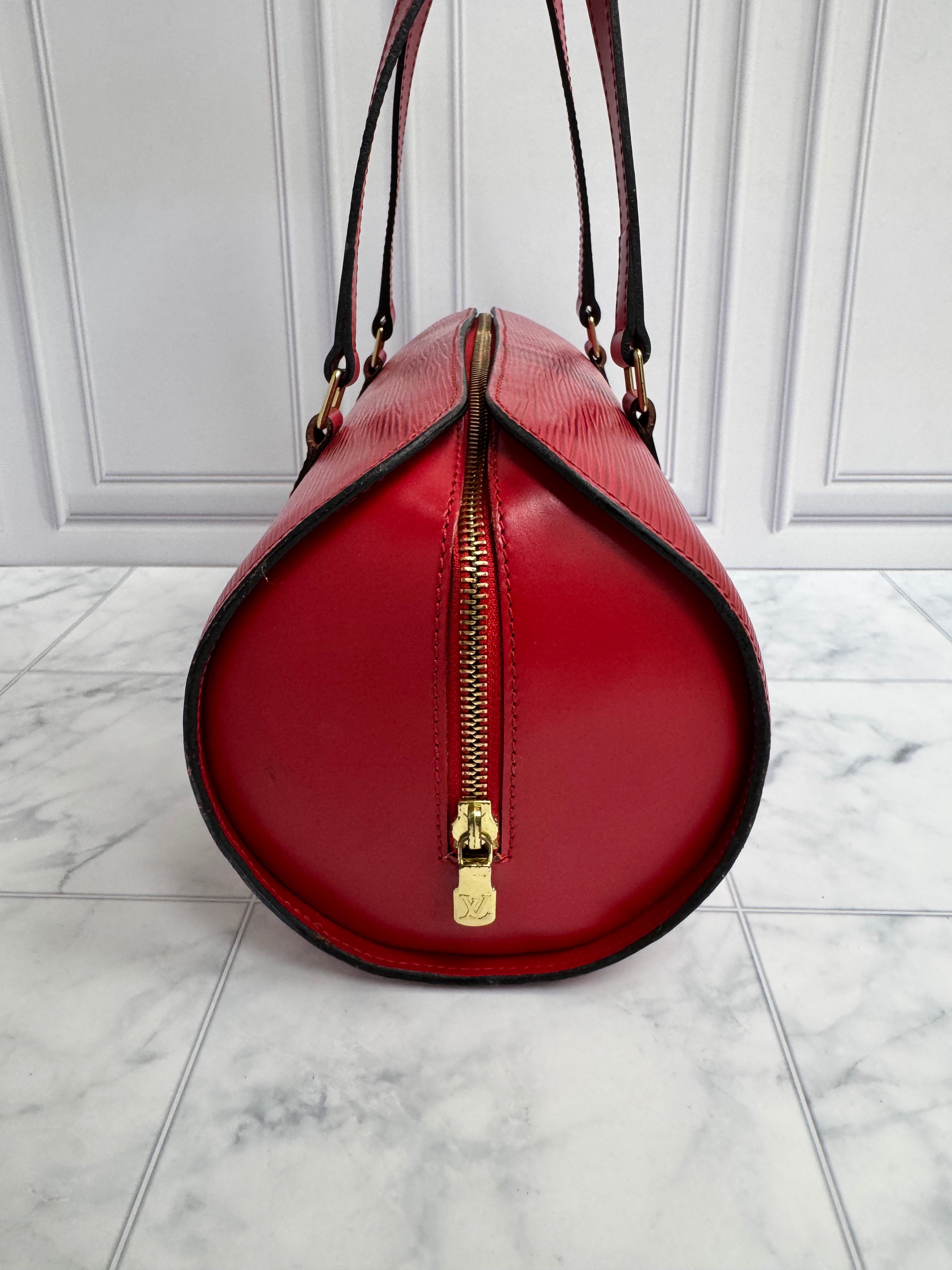 Louis Vuitton Red Epi Soufflot Handbag
