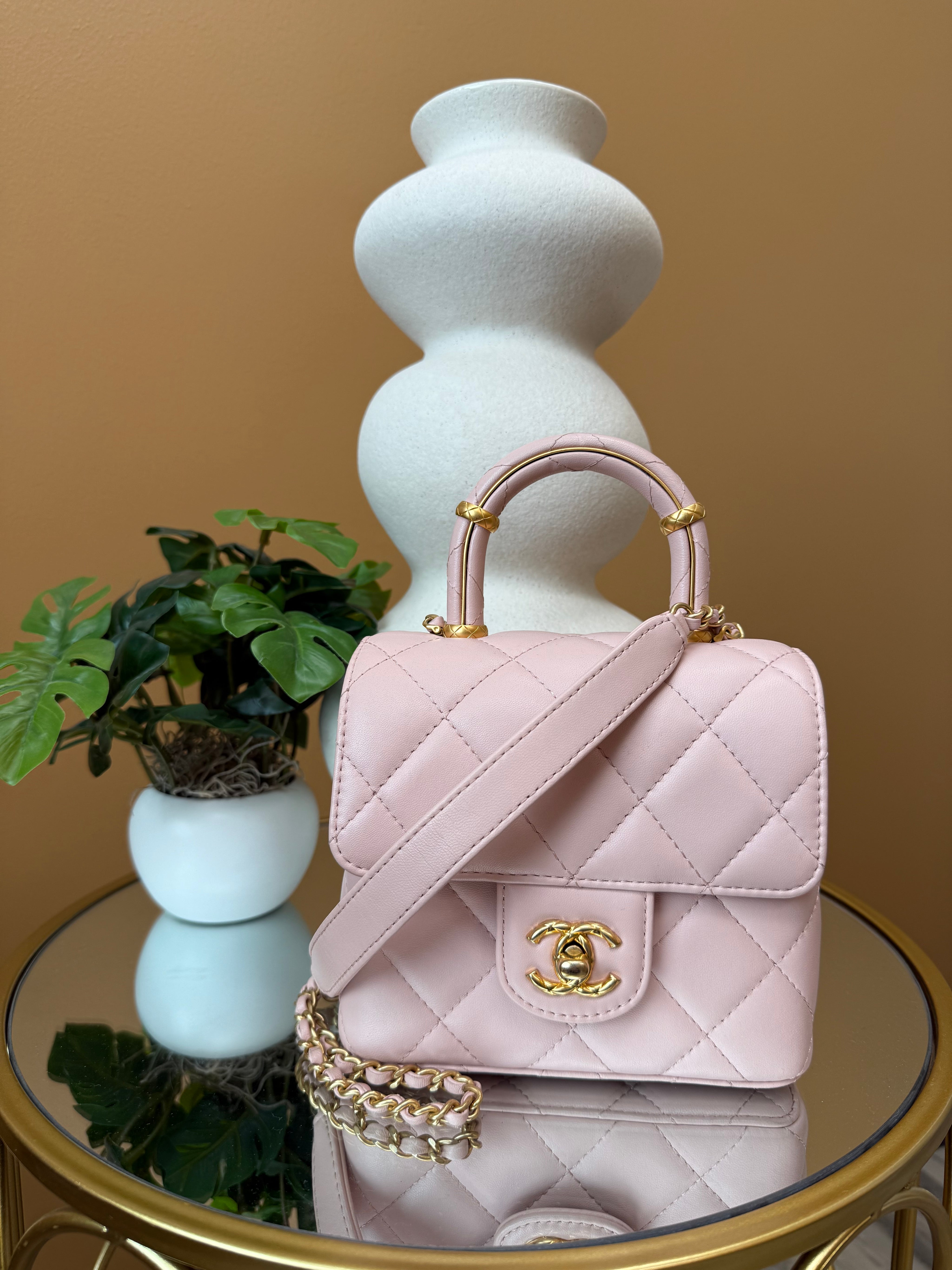 Chanel Pink Mini Square Top Handle Bag