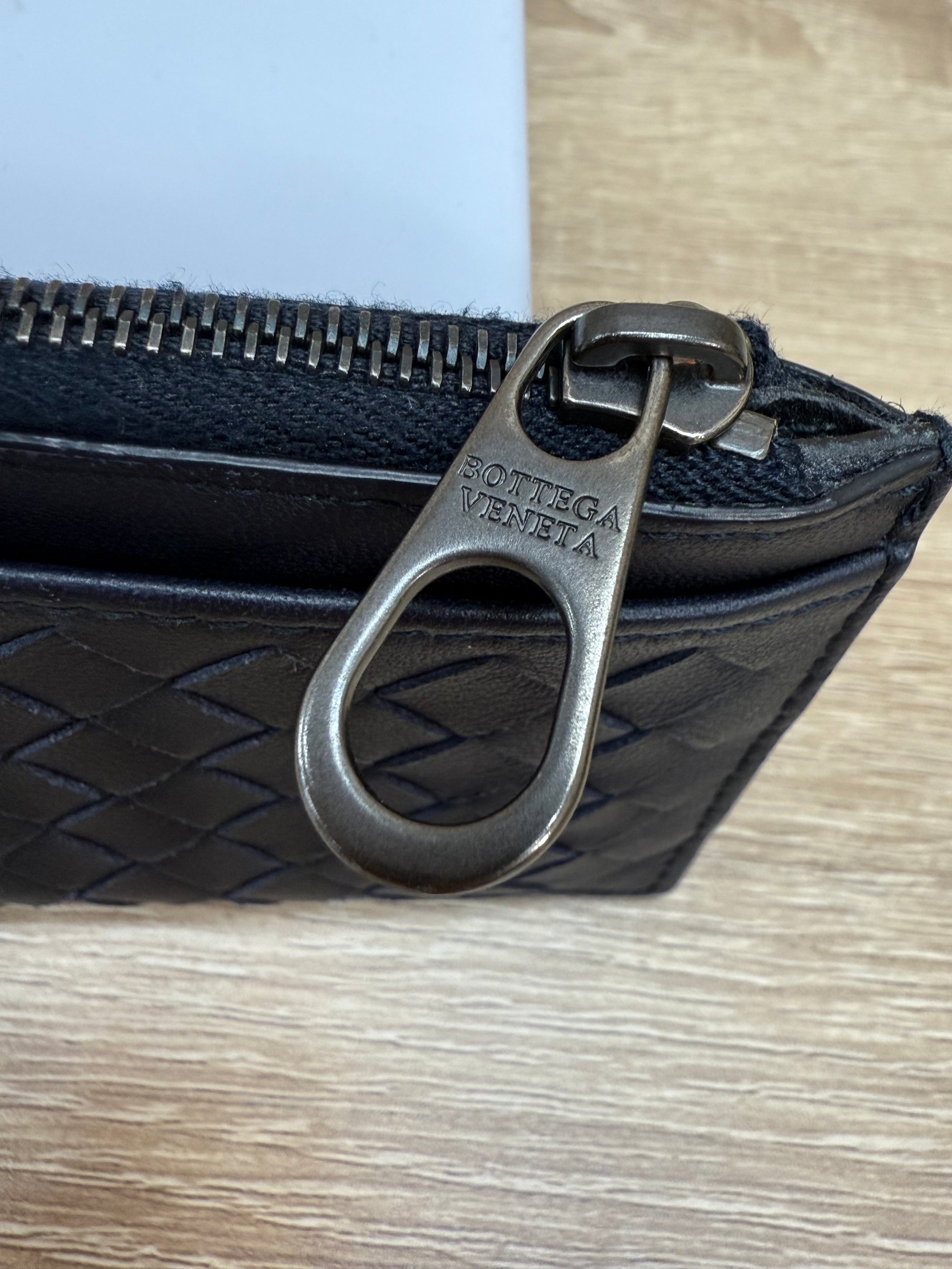 Bottega Veneta Black & Blue Intreciatto Coin Case