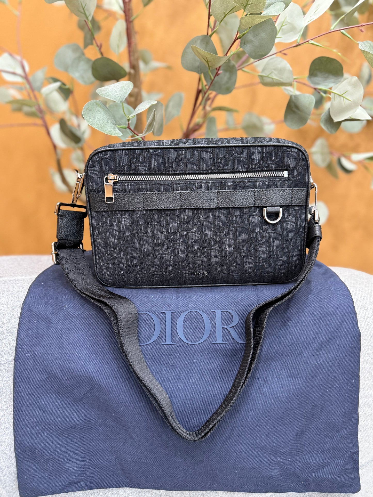 BRAND NEW- Christian Dior Black Jacquard Oblique Safari Crossbody