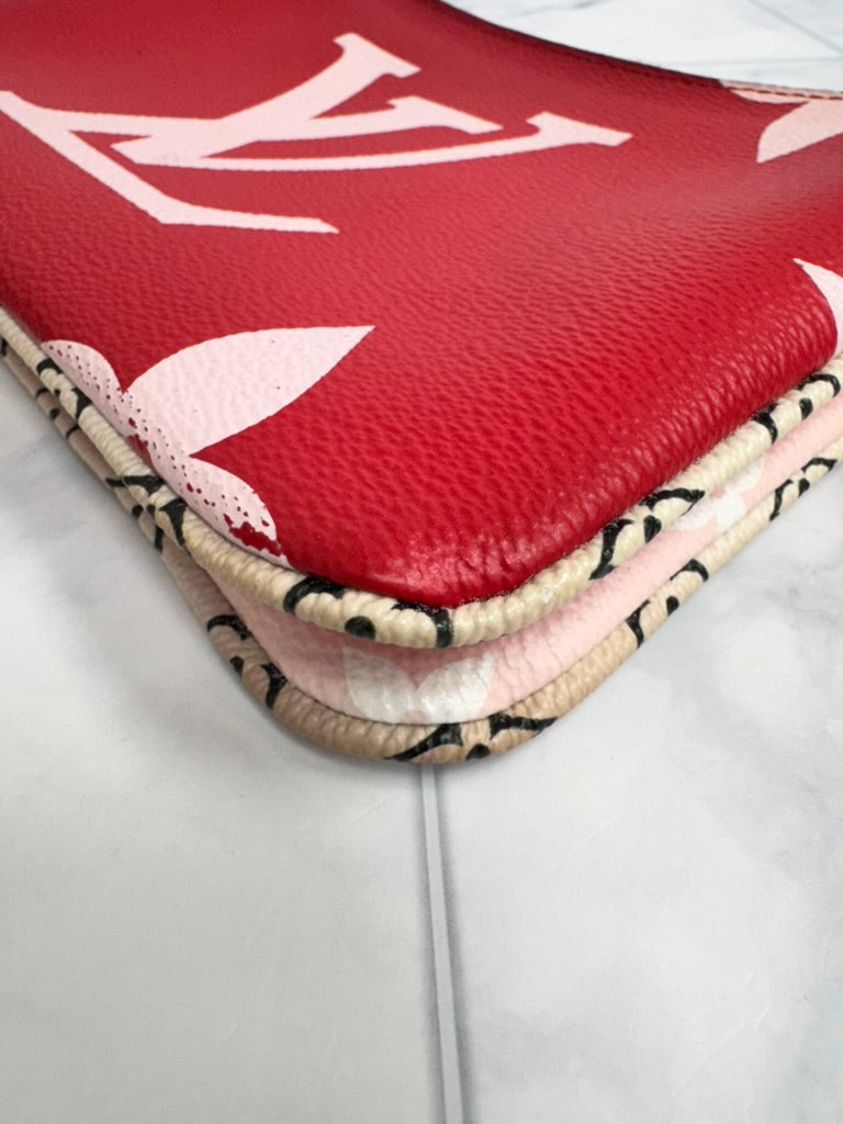 Louis Vuitton Red And Pink Monogram Giant Double Zip Pochette
