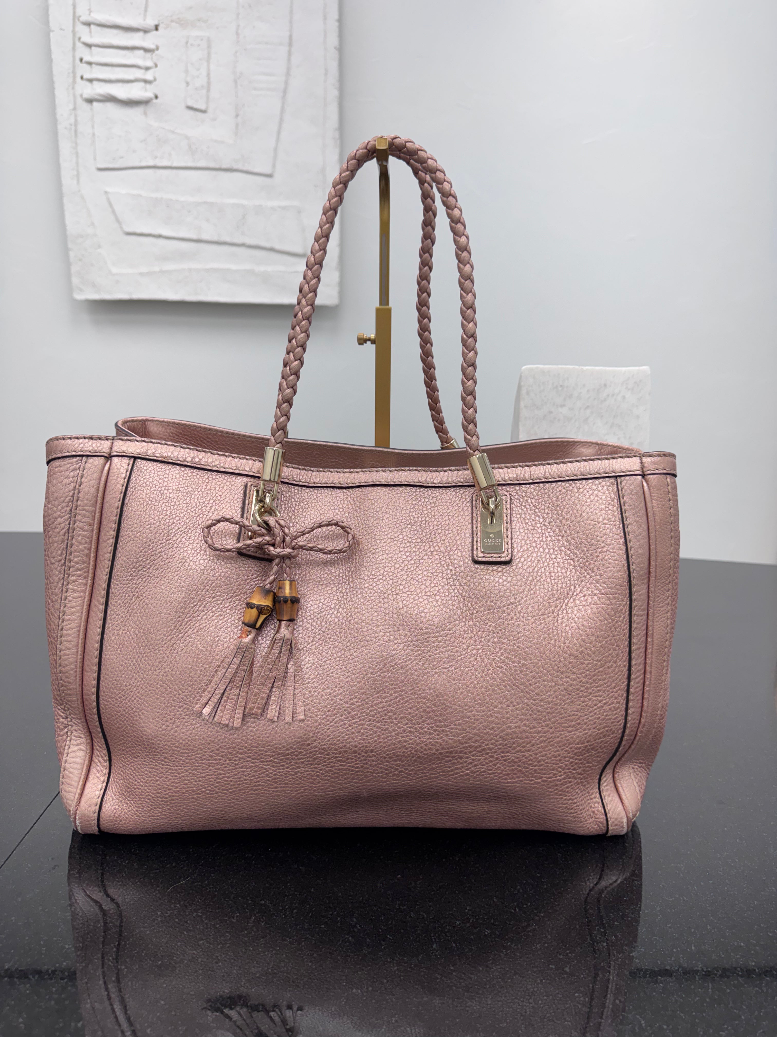 Gucci Metallic Pink Bella Shopper Large Tote Bag