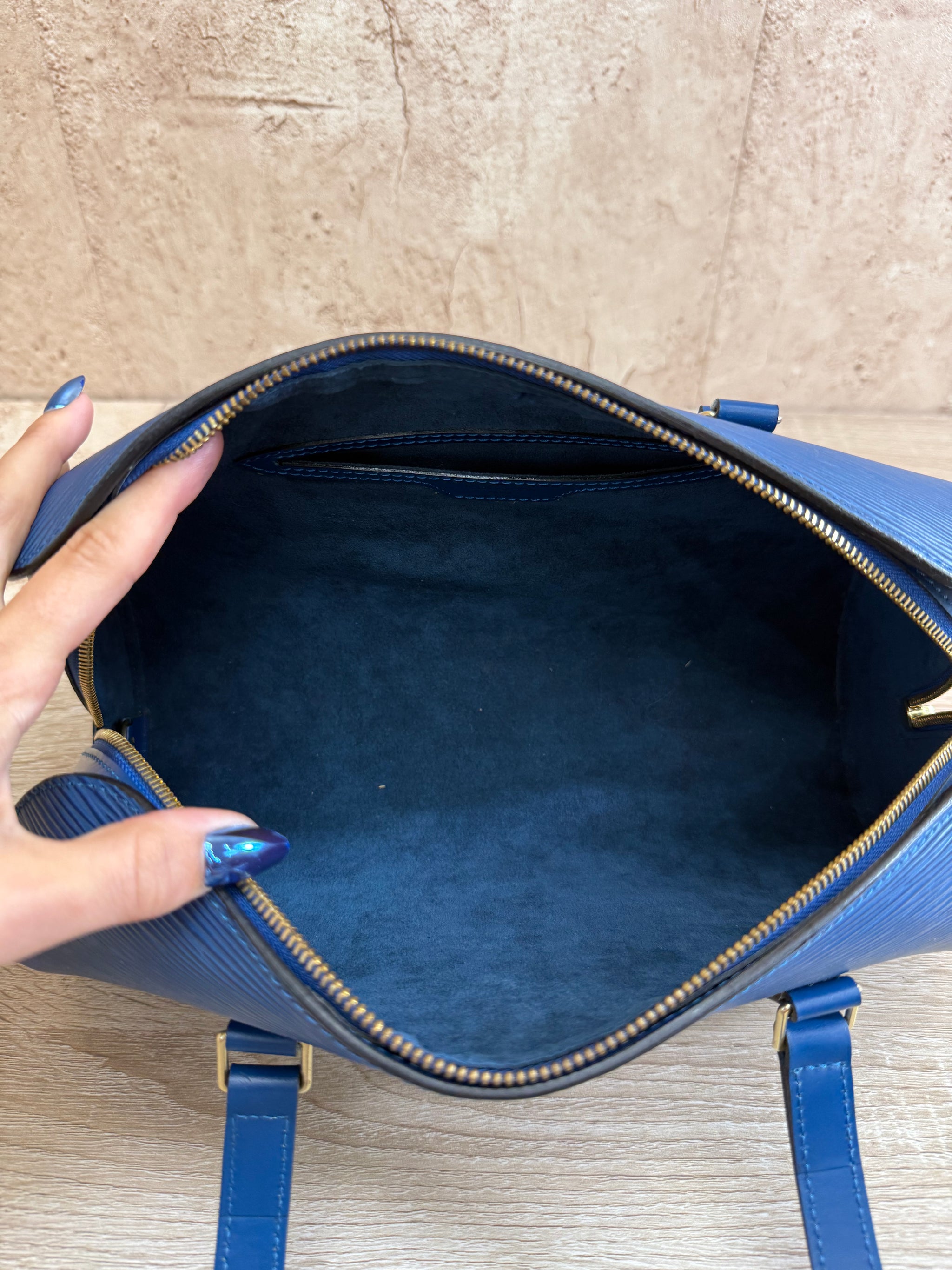 Louis Vuitton Blue Epi Soufflet Shoulder Bag