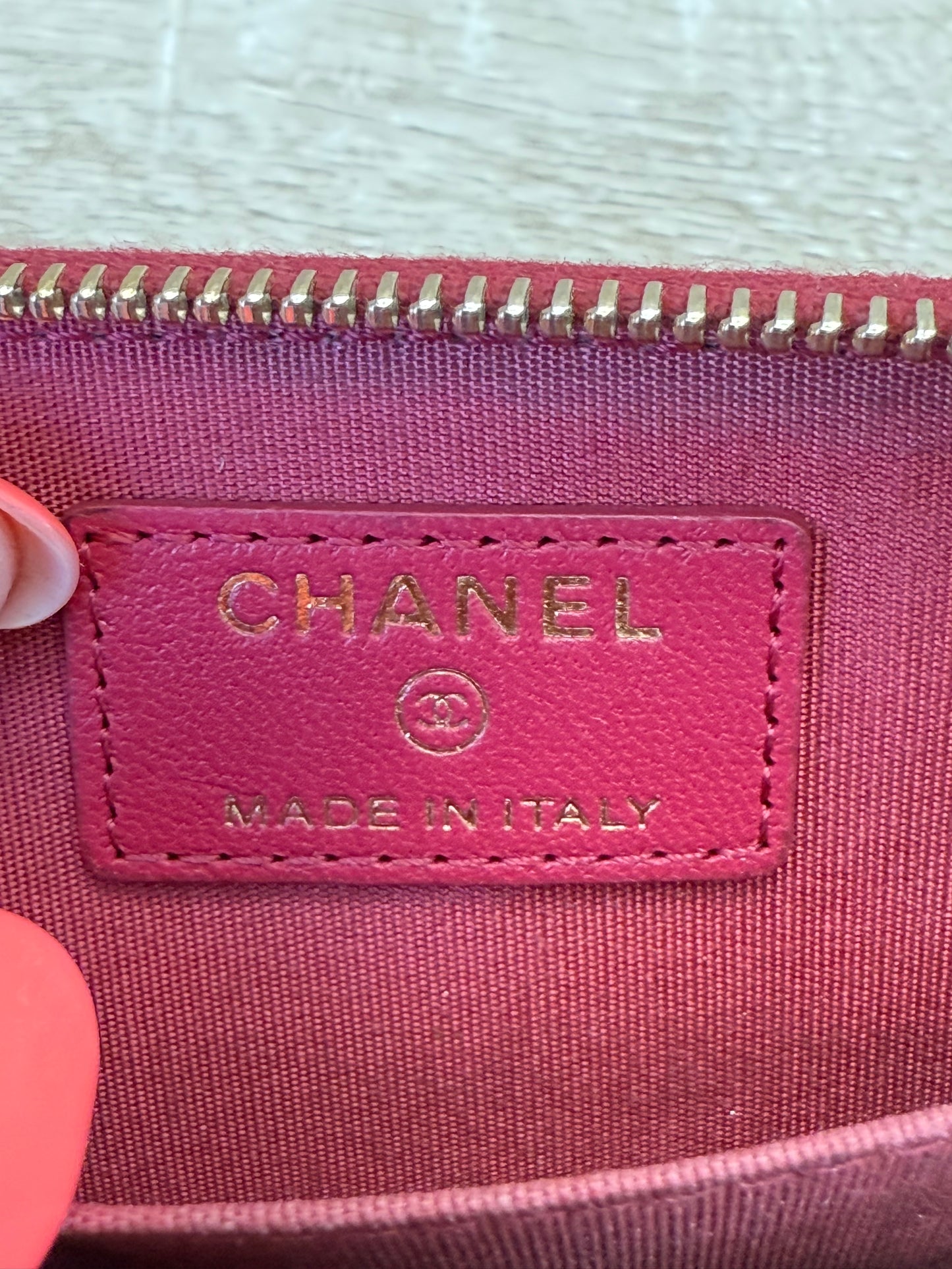 Chanel Chevron Red Leather Zippy Compact Wallet