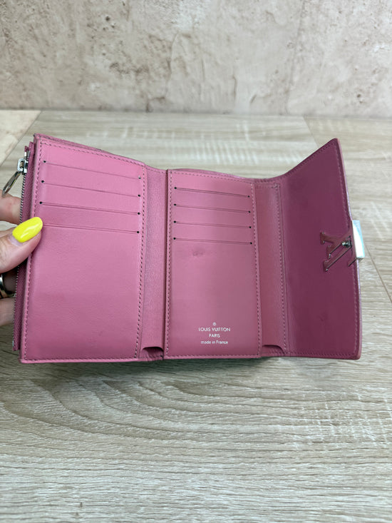 Louis Vuitton Black Leather Capucines Floral Compact Wallet