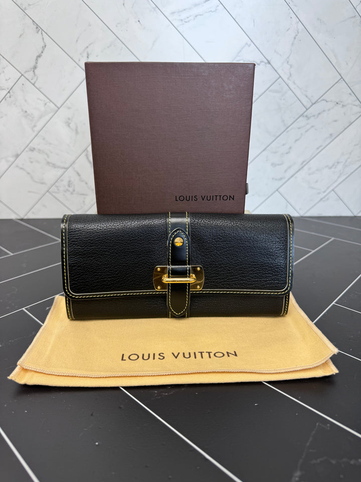 Louis Vuitton Black Suhali Le Favori Leather Long Wallet