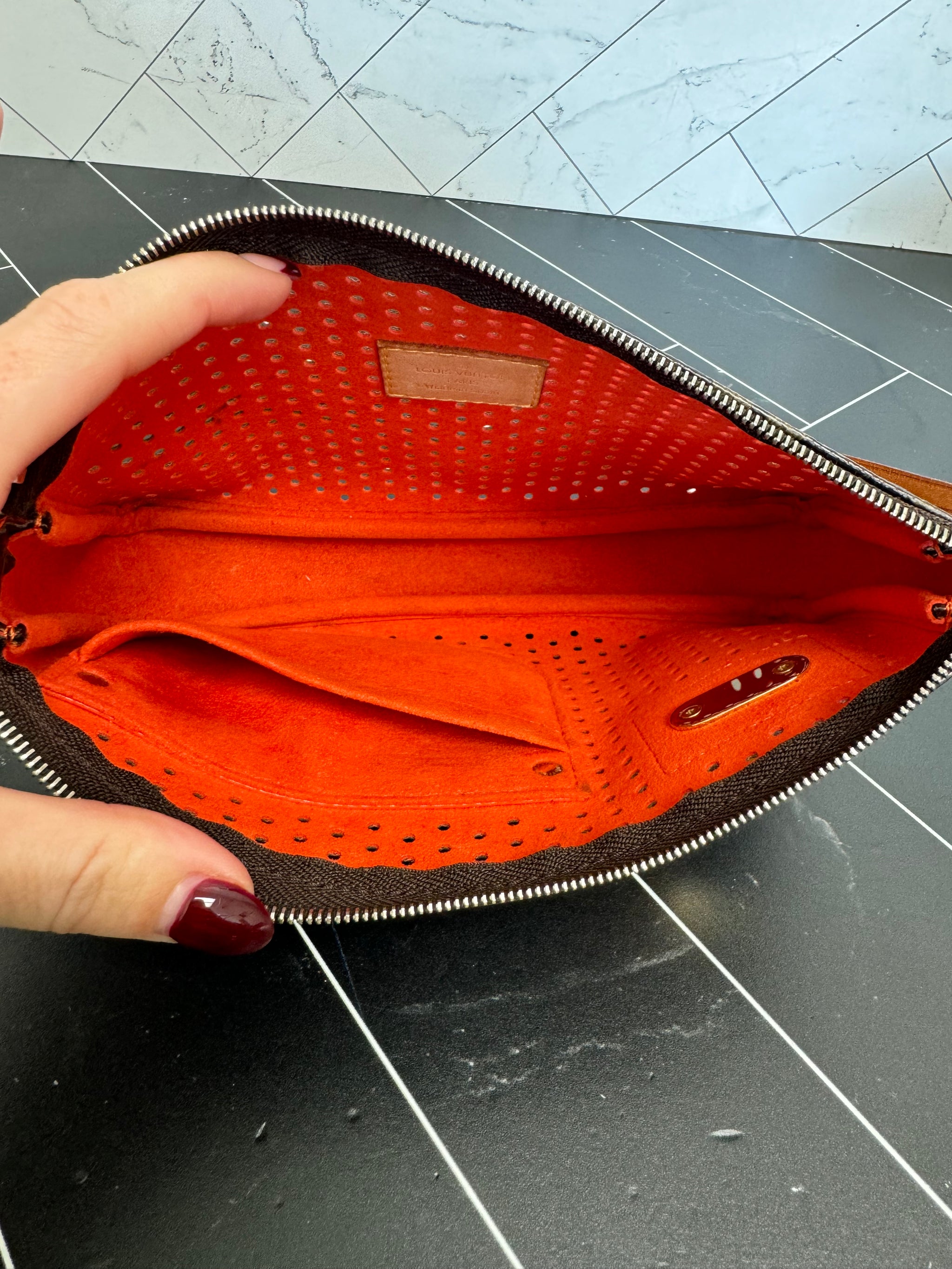 Louis Vuitton Monogram & Orange Perforated Pochette