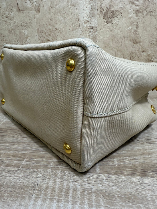 Prada Beige Canvas Small Canapa 2way Bag