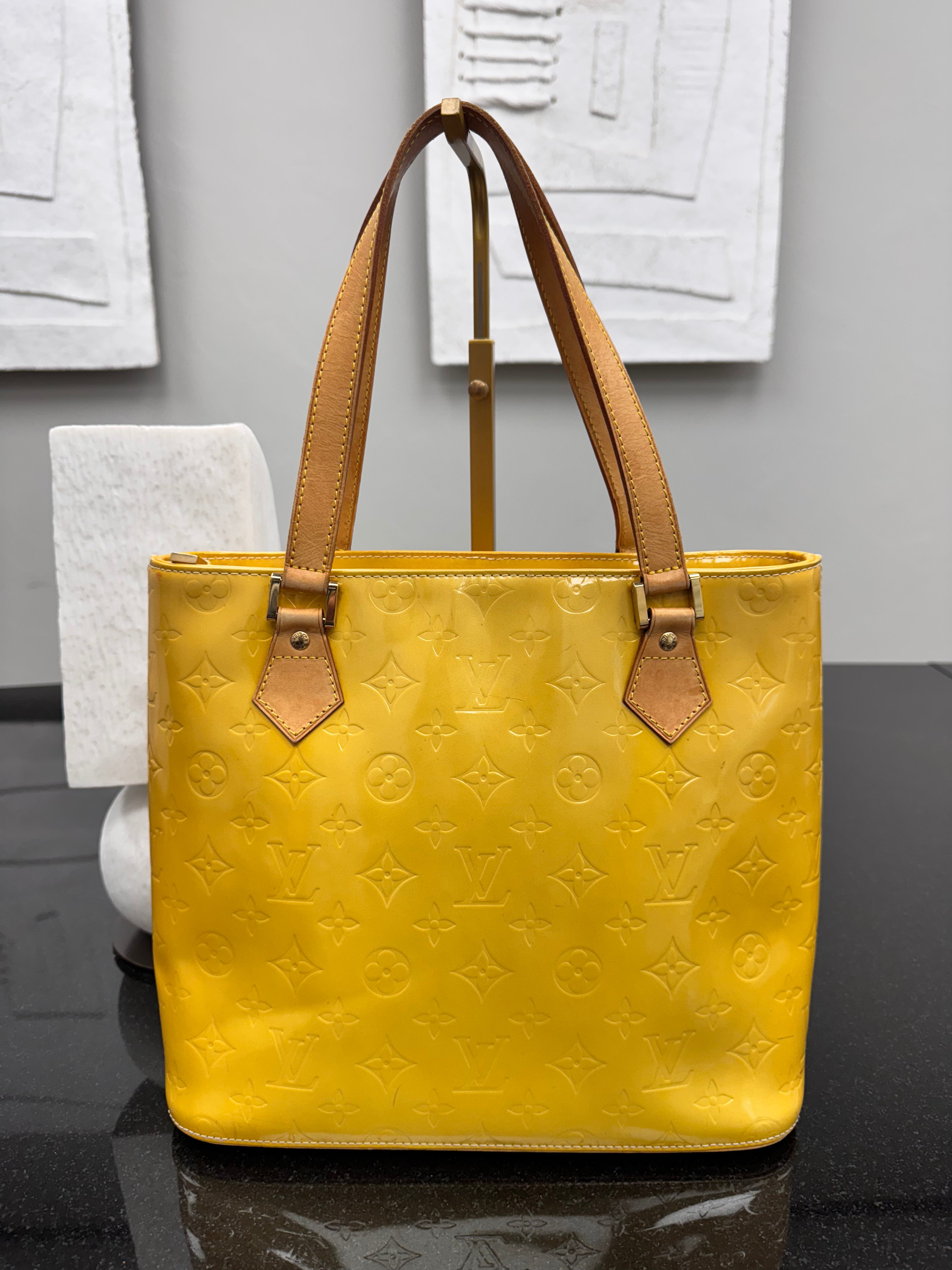 Louis Vuitton Yellow Monogram Vernis Houston Tote Bag