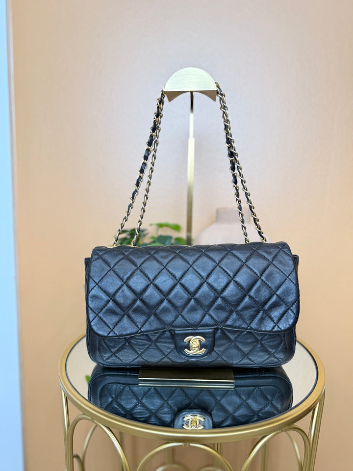 Chanel Black Lambskin Large Single Flap Bag