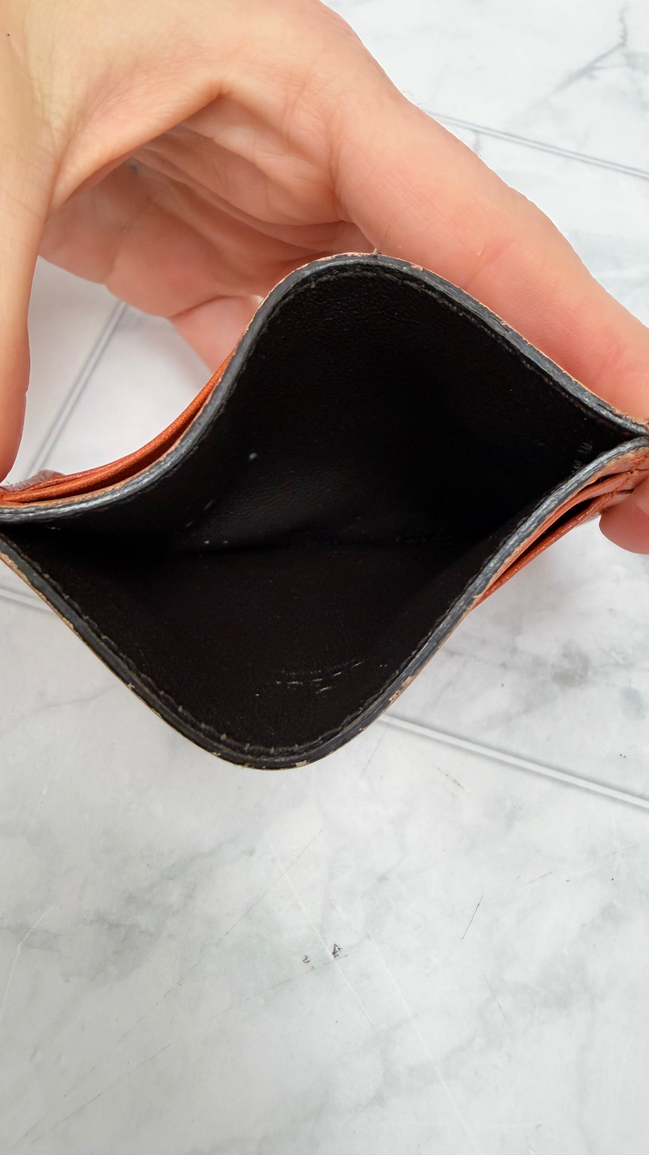 Gucci Burnt Orange Microguccissima Leather Card Holder