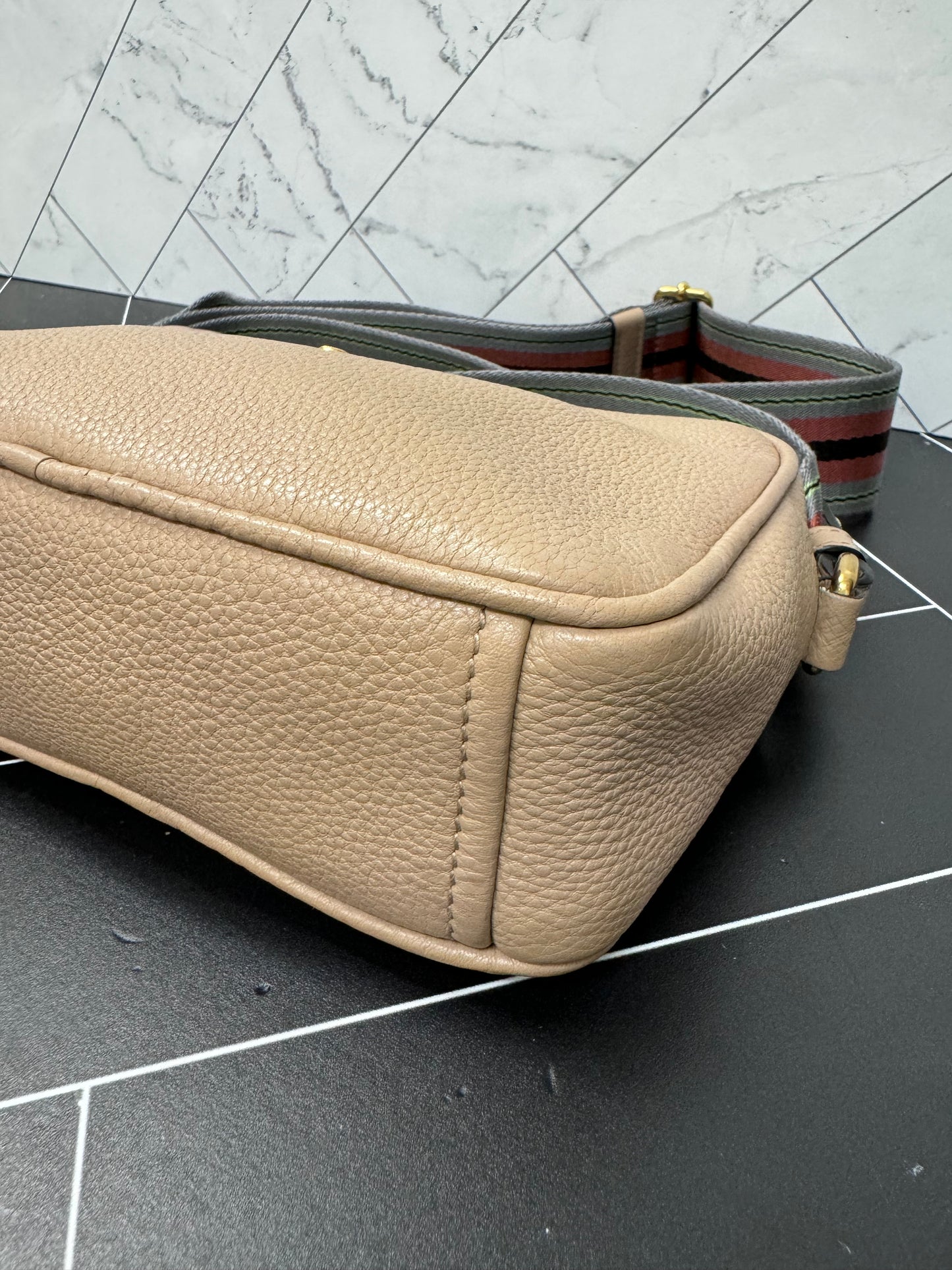 Prada Tan Leather Camera Crossbody Bag
