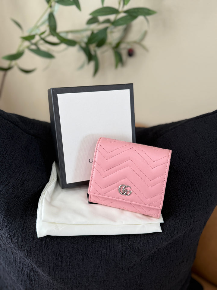 Gucci Pink Quilted Leather Marmont Compact Wallet