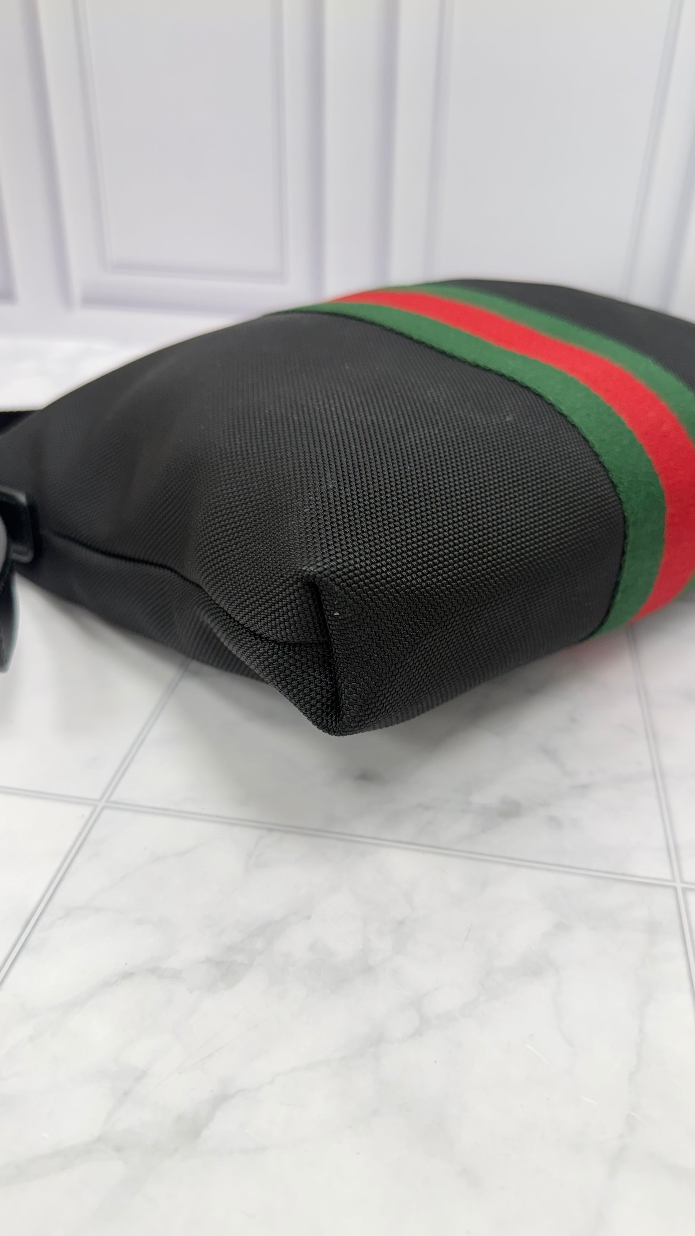 Gucci Black Techno Canvas Web Messenger Bag