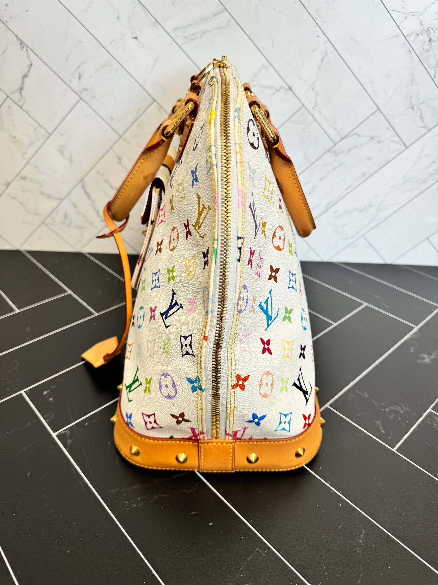 Louis Vuitton White Multicolore Alma GM