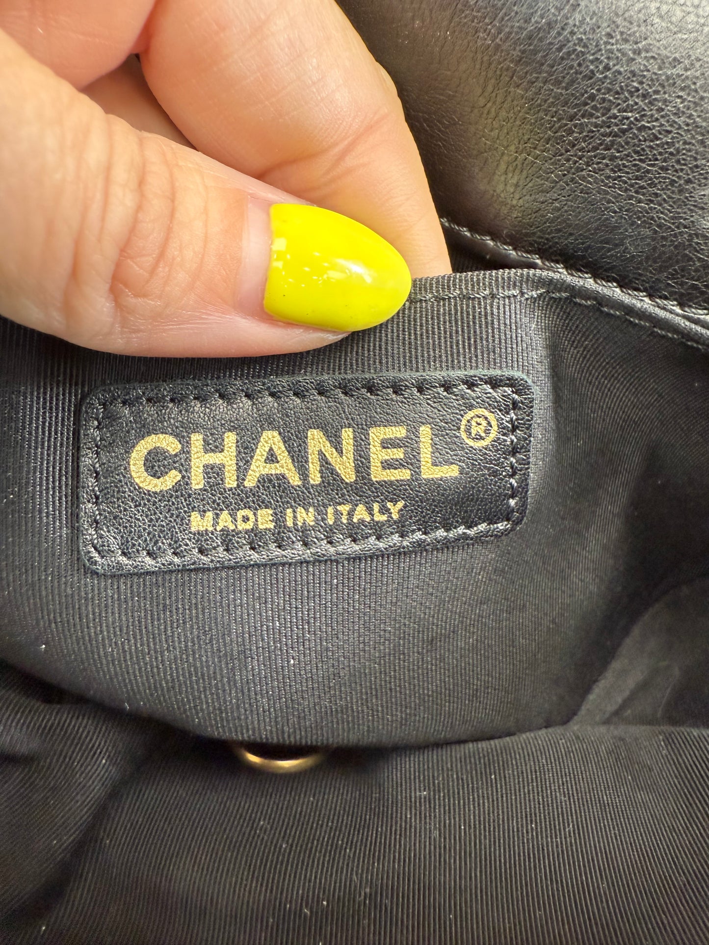 Chanel Black Lambskin V Stitch 2Way Bag