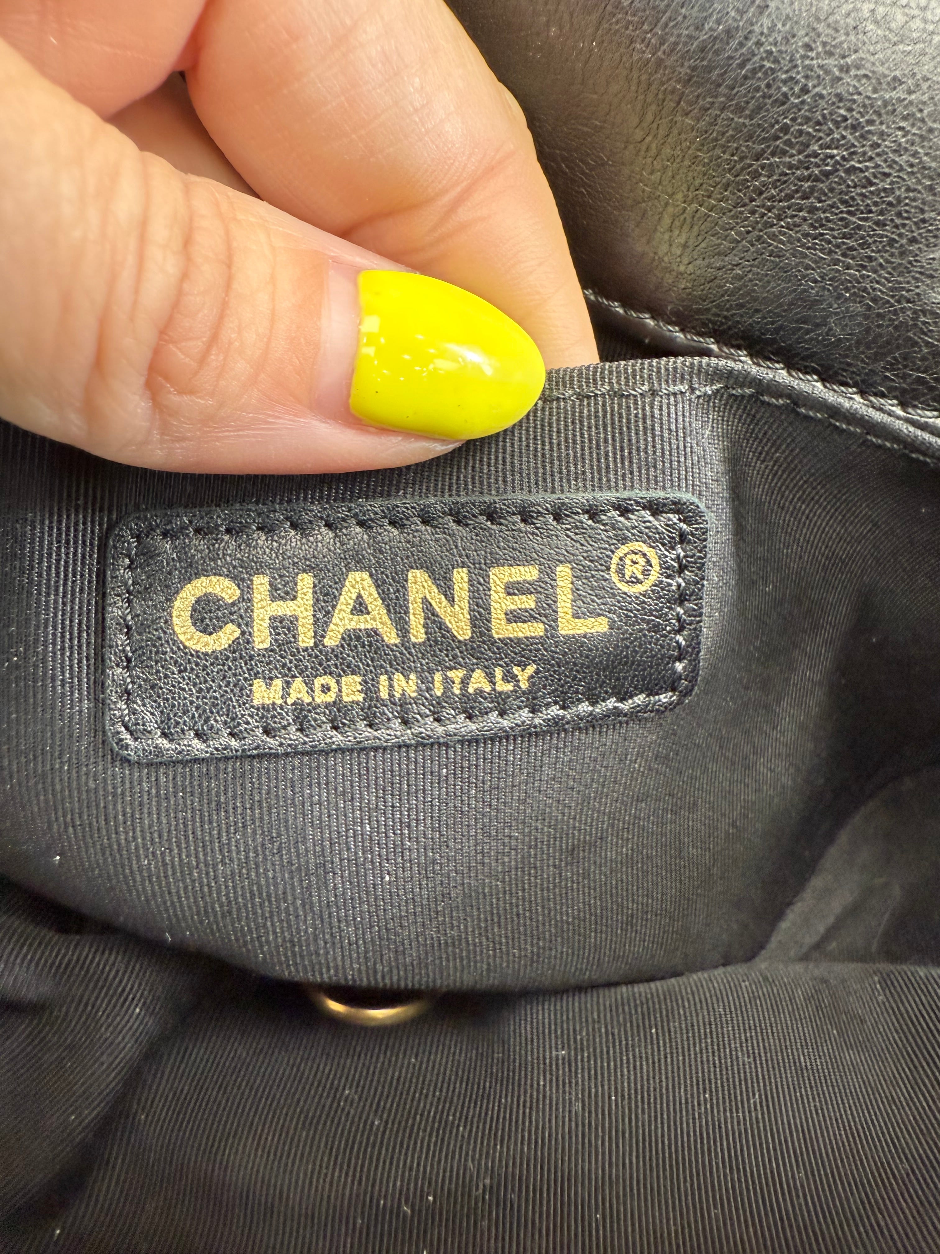 Chanel Black Lambskin V Stitch 2Way Bag