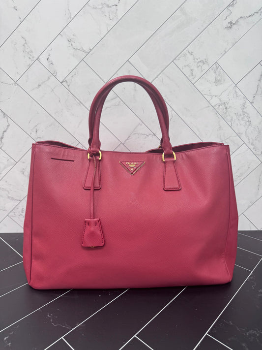 Prada Pink Saffiano Leather Tote Bag