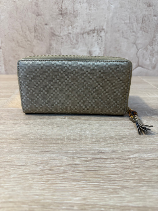 Gucci Gold Diamanté Leather Bamboo Zippy Wallet