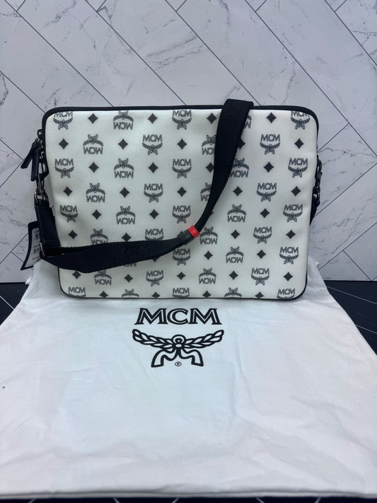 BRAND NEW- MCM White Canvas Laptop Bag