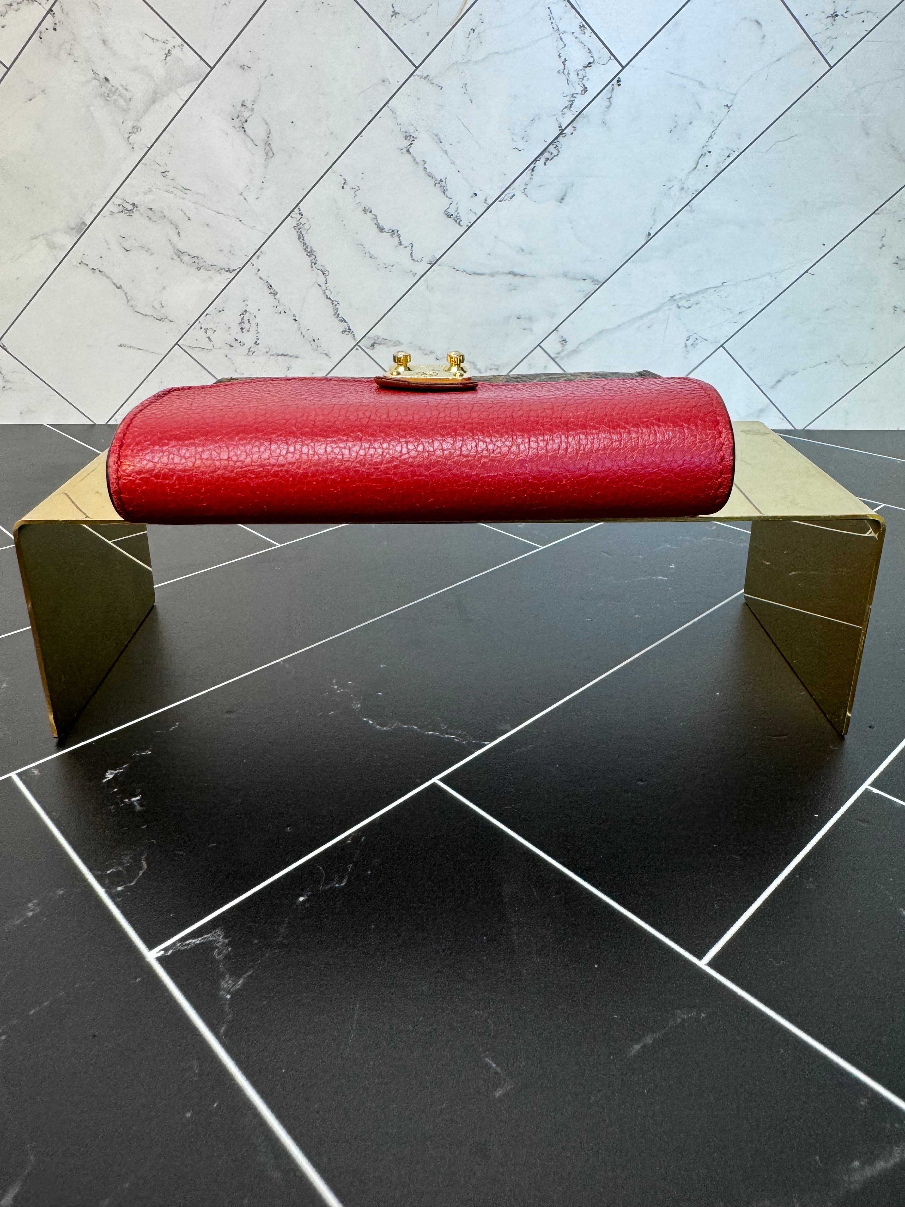 Louis Vuitton Monogram & Red Compact Pallas Wallet