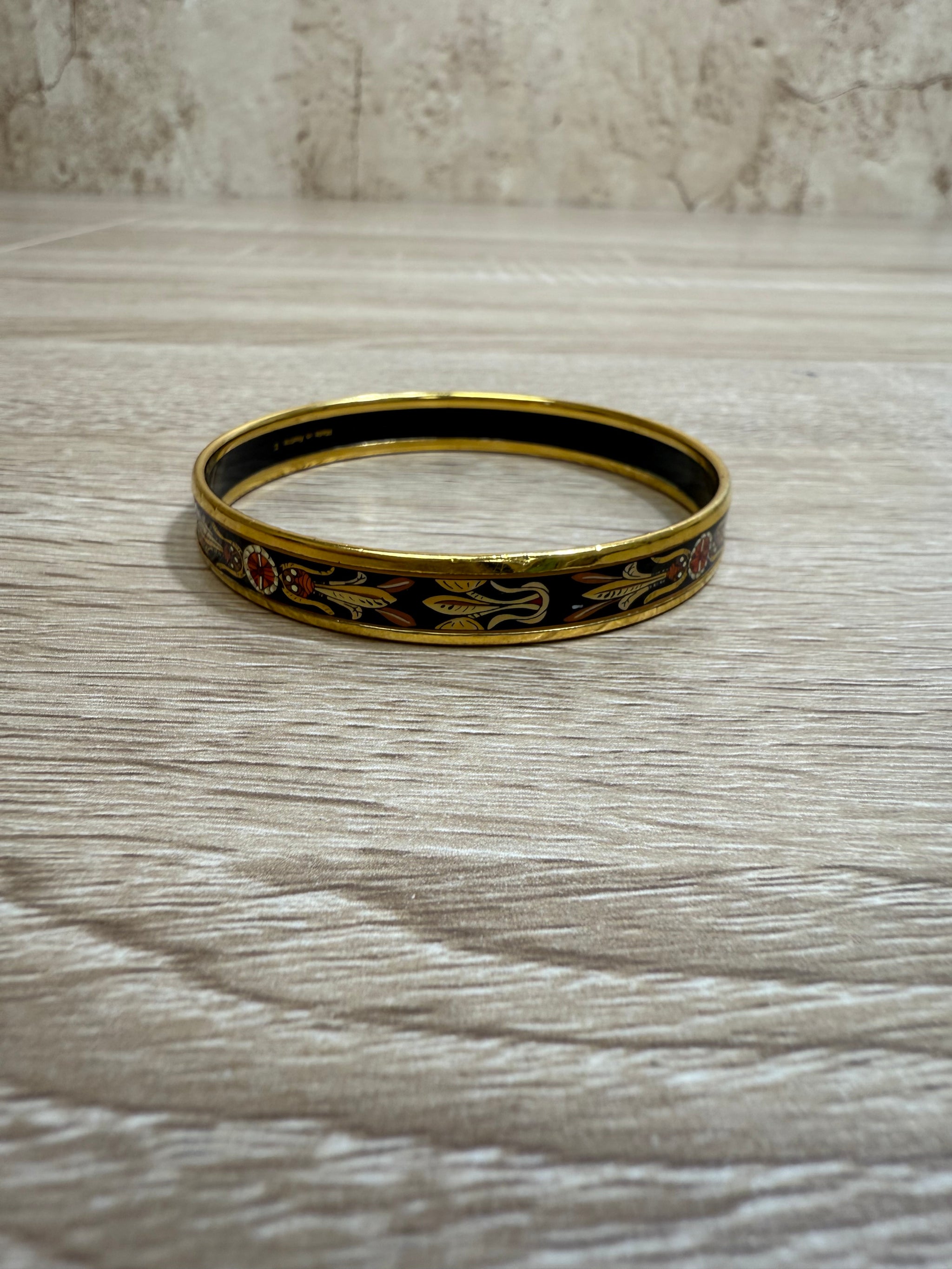 Hermes Enamel Gold Plated Bangle