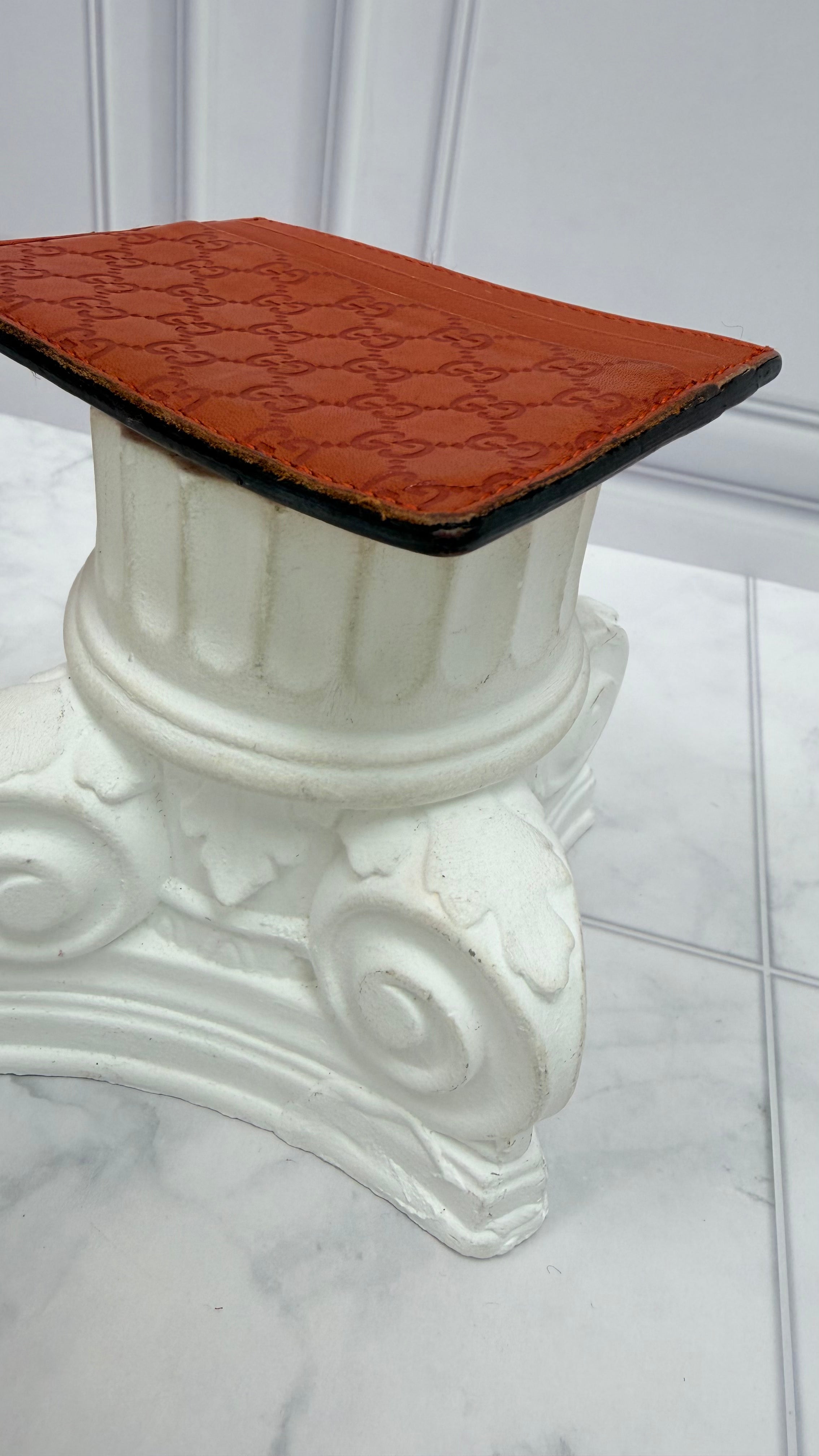 Gucci Burnt Orange Microguccissima Leather Card Holder
