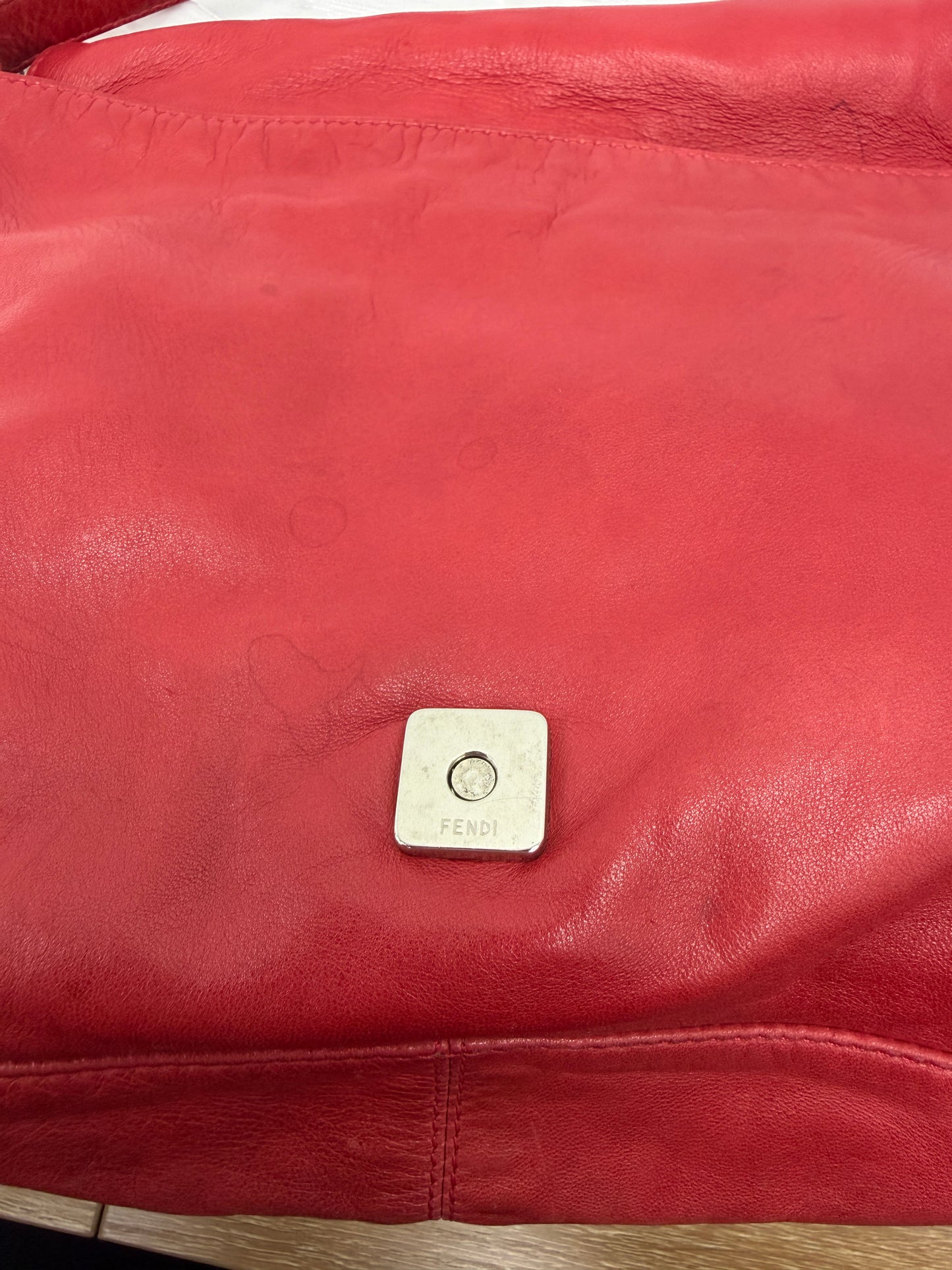 Fendi Red Leather Mama Baguette Handbag