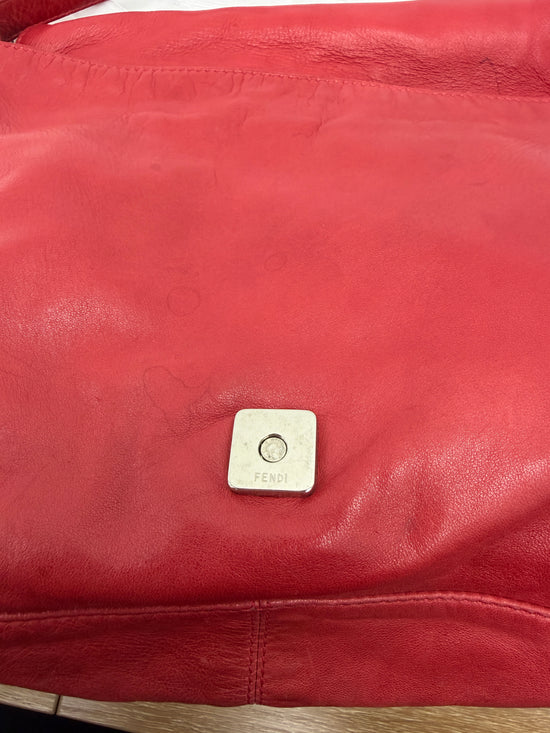 Fendi Red Leather Mama Baguette Handbag