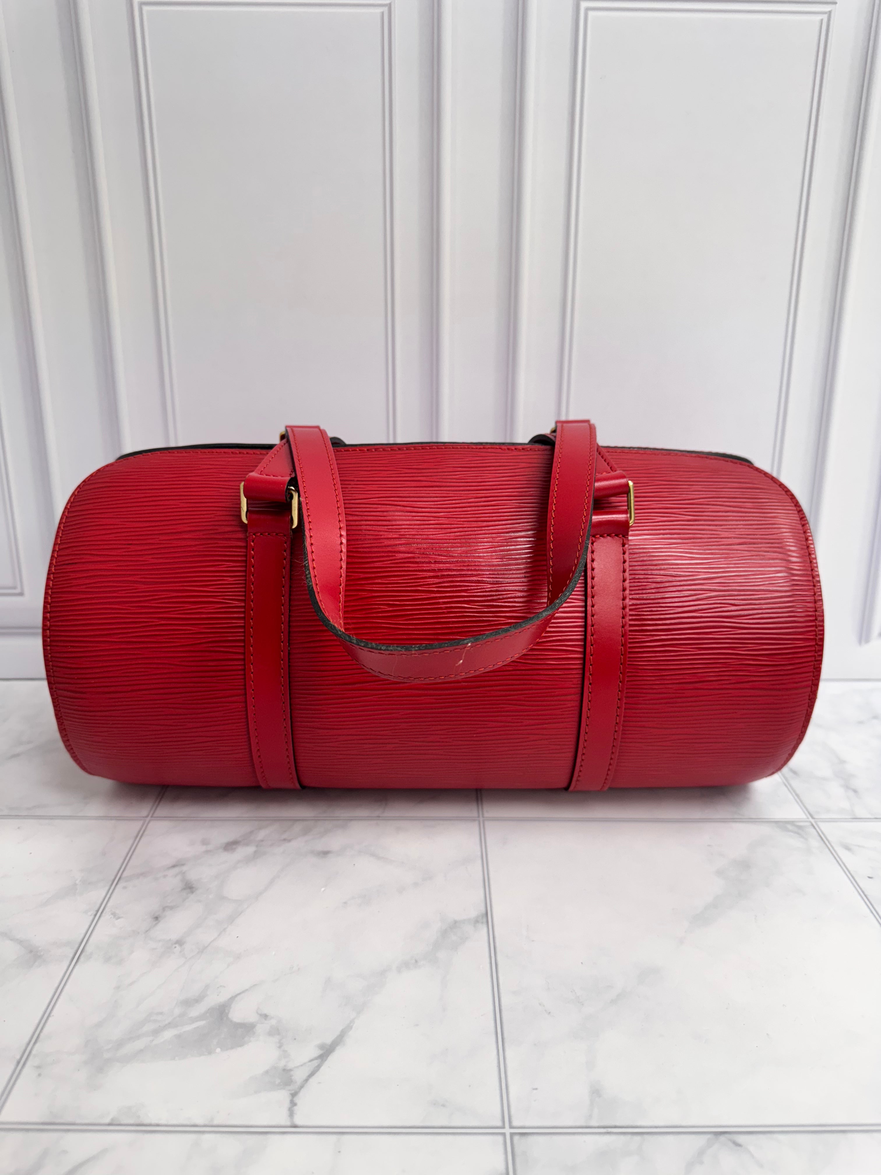 Louis Vuitton Red Epi Soufflot Handbag