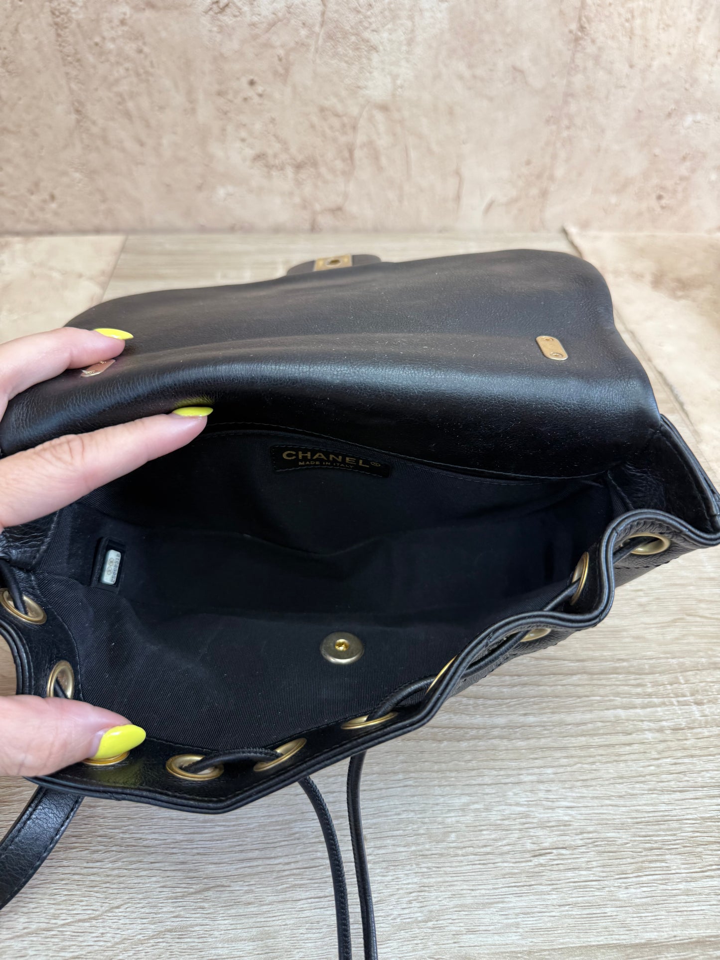 Chanel Black Lambskin V Stitch 2Way Bag