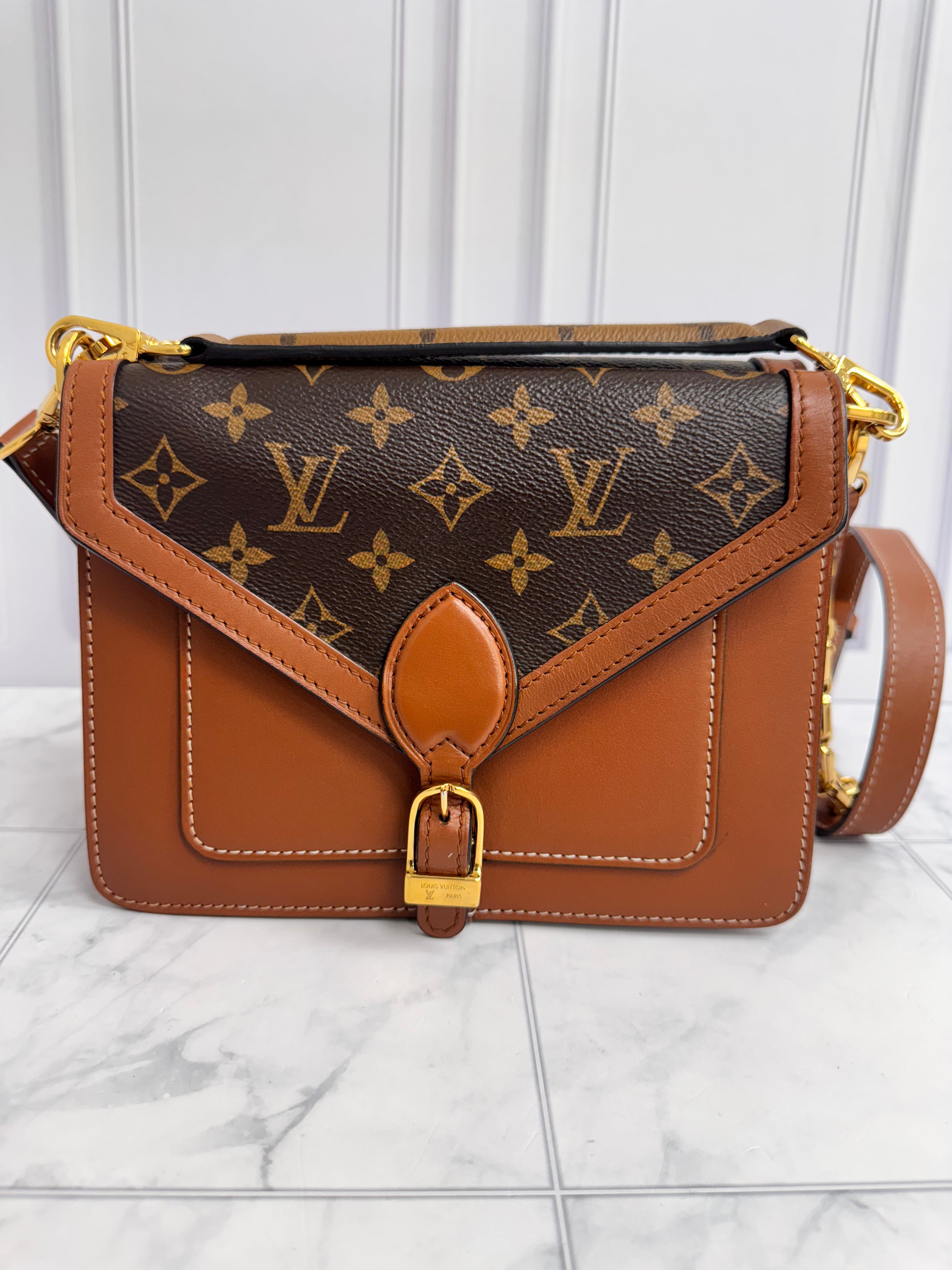 LIKE NEW - Louis Vuitton Monogram And Tan Retro Biface 2Way Bag