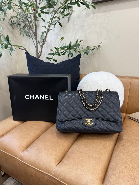 Chanel Black Caviar Maxi Classic Double Flap Bag