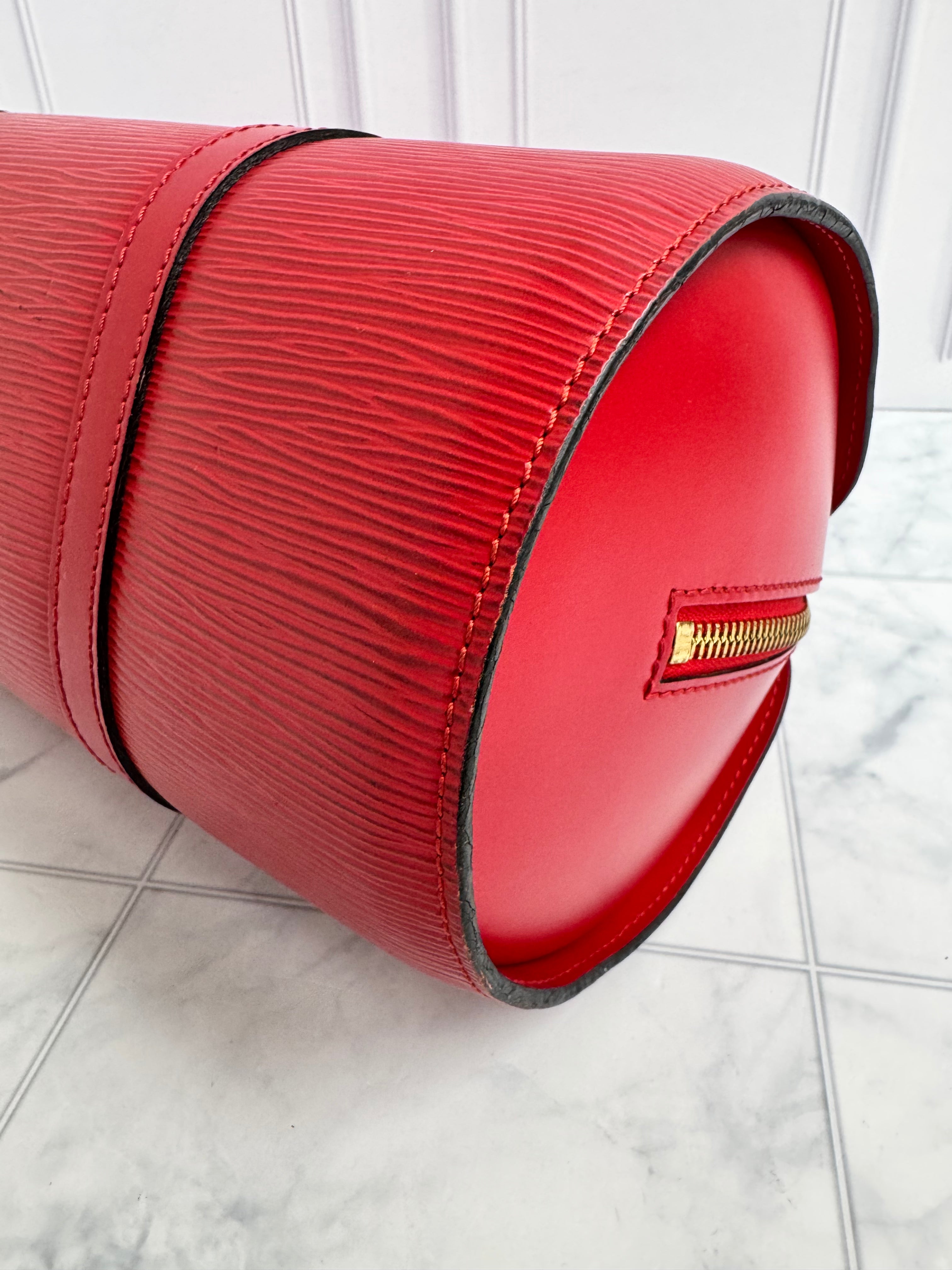 Louis Vuitton Red Epi Soufflot Handbag