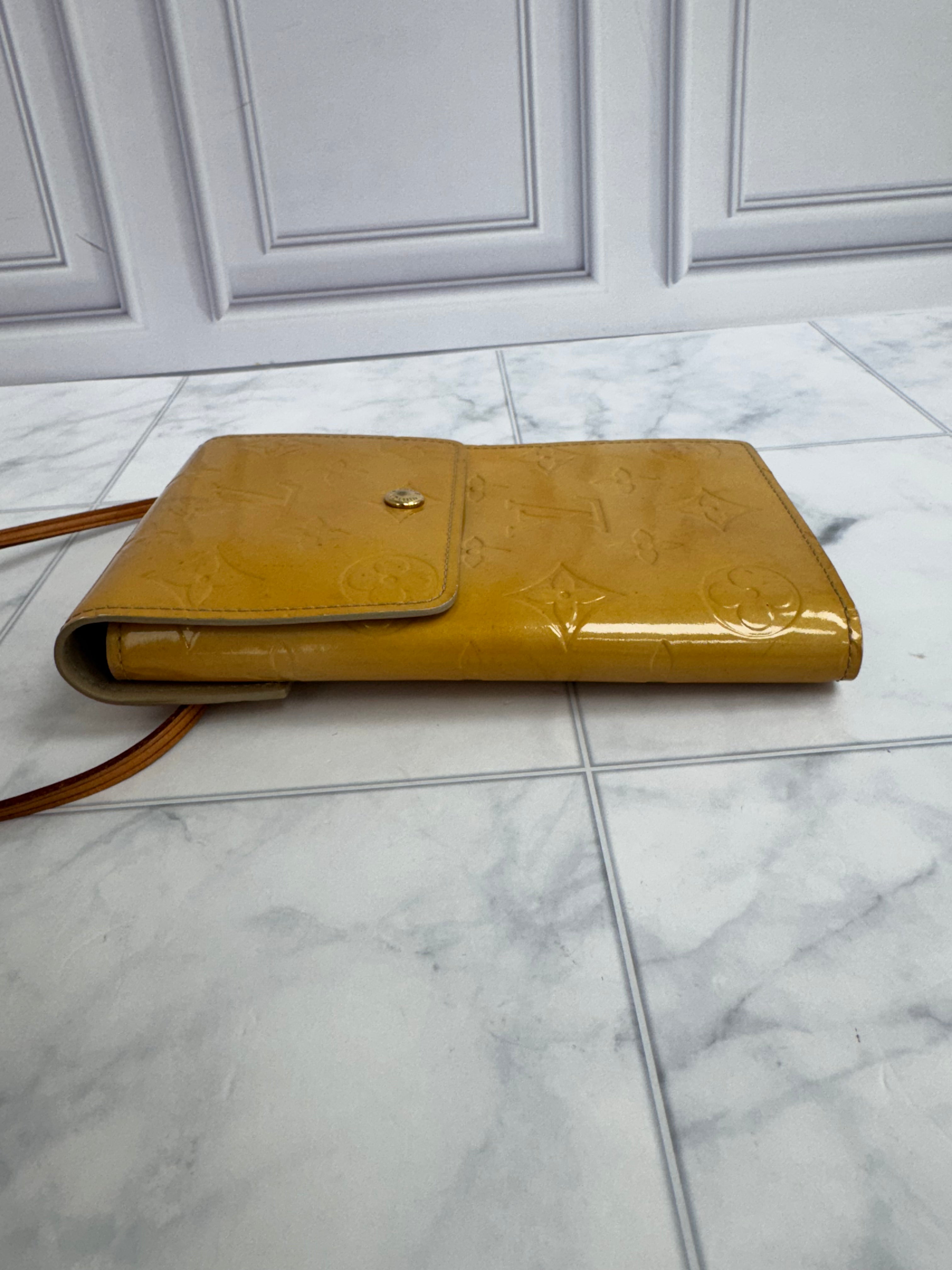 Louis Vuitton Yellow Monogram Vernis Walker Wallet Crossbody
