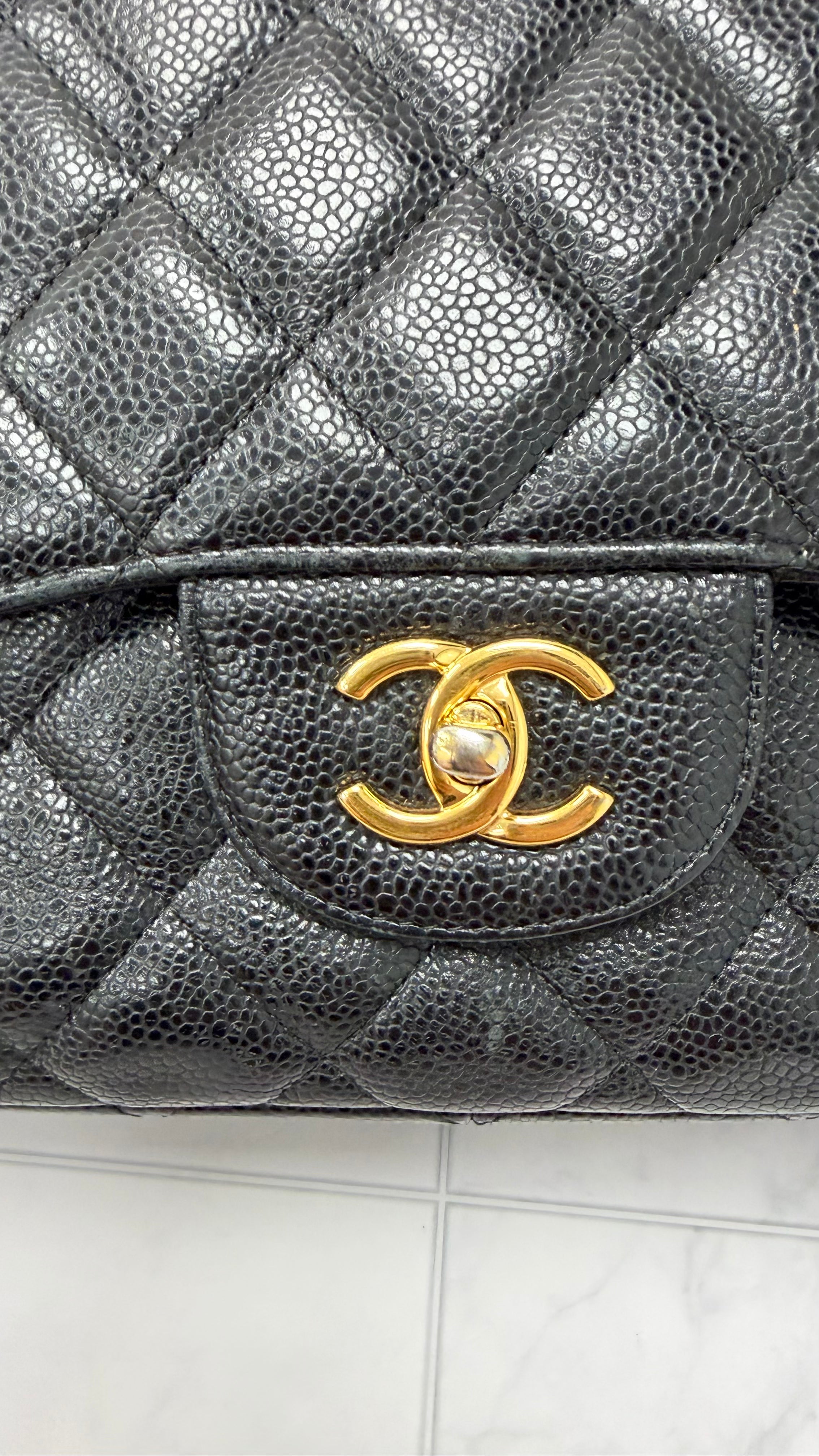 *DONS DROP* Chanel Black Caviar Leather Jumbo Classic Double Flap Bag